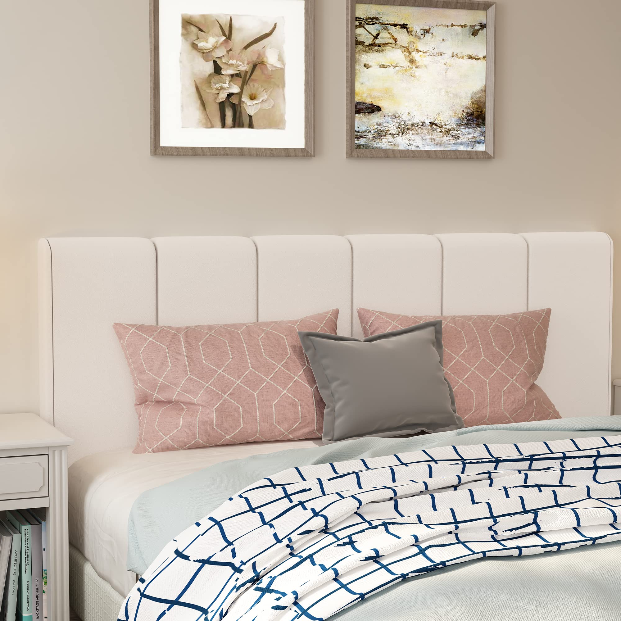 HAOBO Home Upholstered Headboards Foldable Queen/Full Linen Panels with Height Adjustments