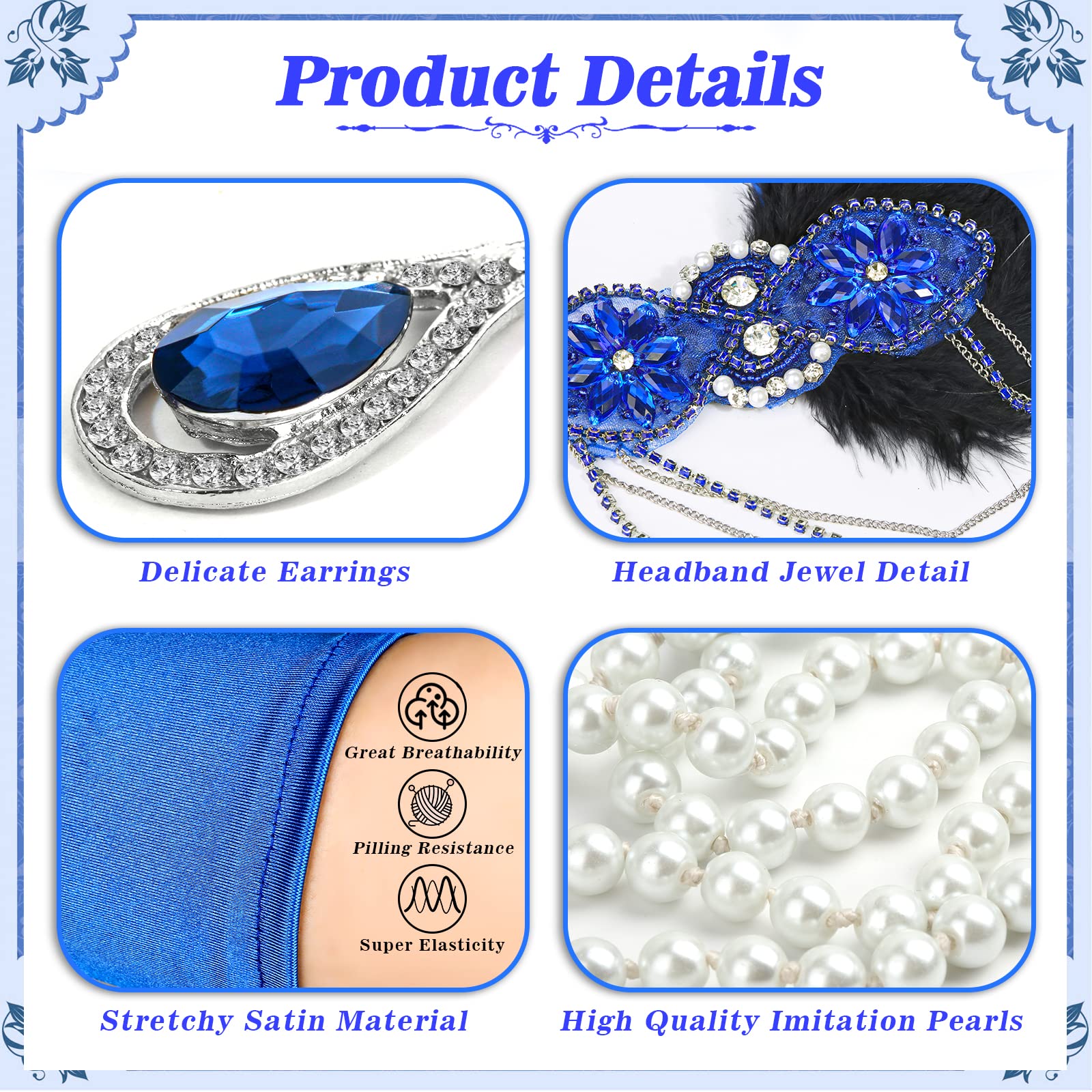Cridoz Flapper Accessories for Women - 1920s Gatsby & Roaring 20s Style