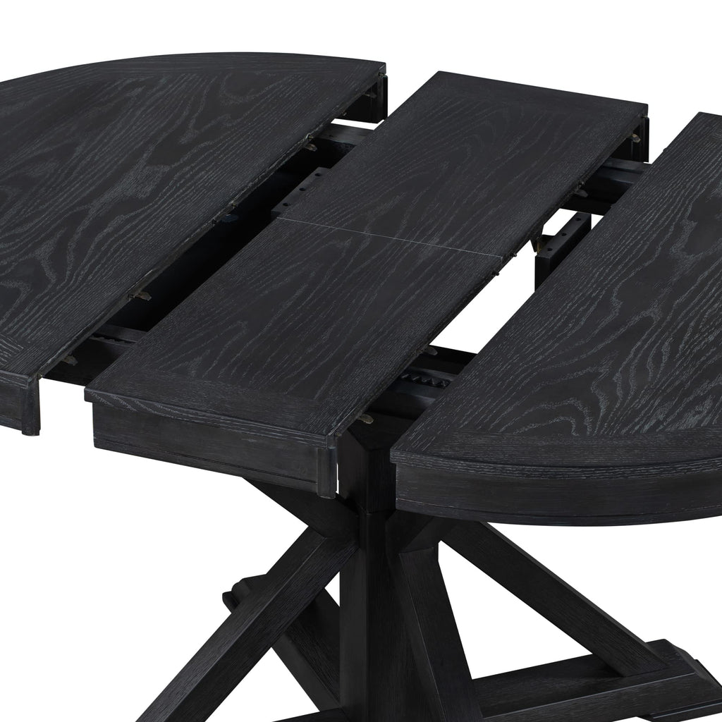 LUMISOL Round Dining Table for 4-6 People, 41"-57" Extendable Kitchen Table with 16" Removable Leaf for Small Places, Kitchen, Dining Room, Espresso