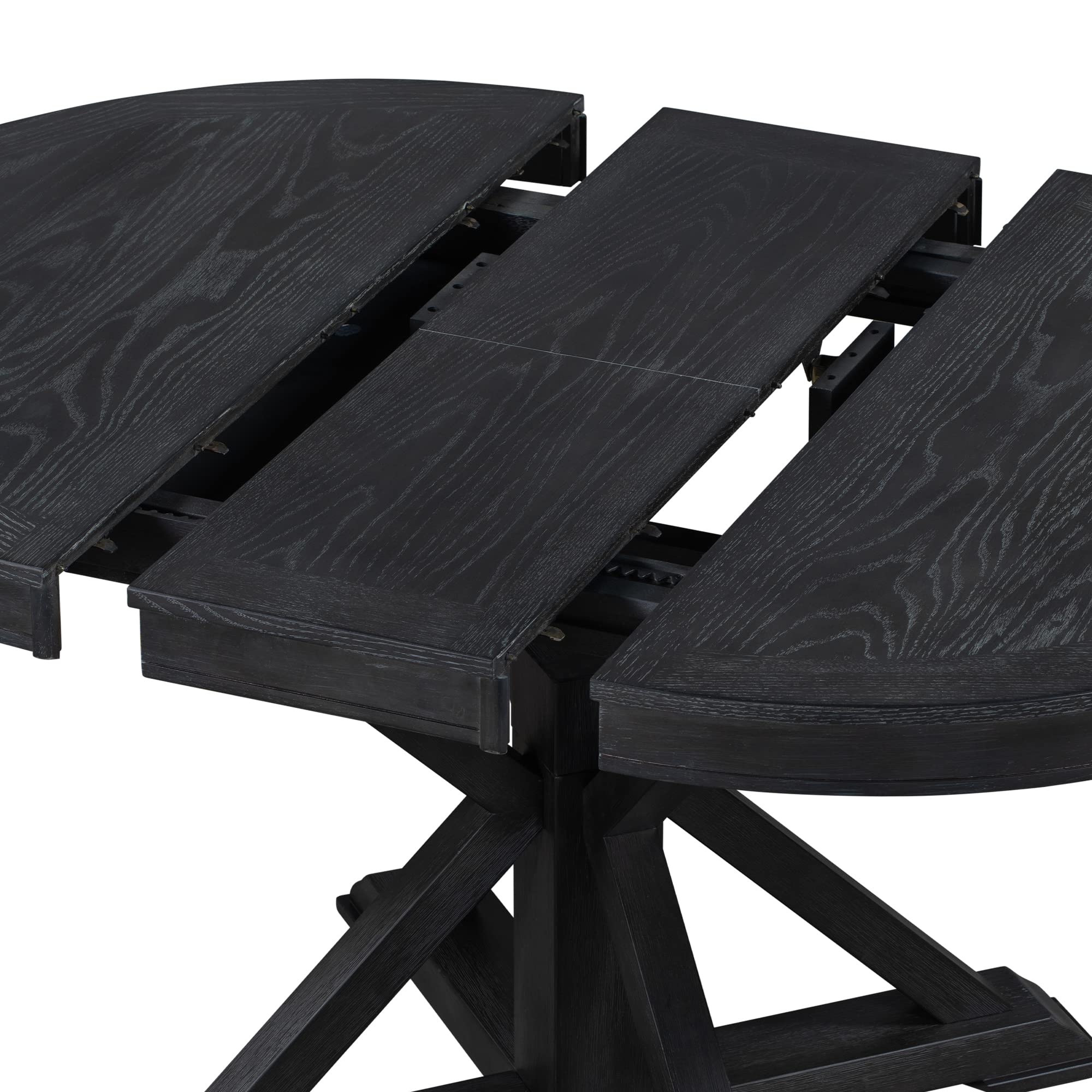 LUMISOL Round Dining Table for 4-6 People, 41"-57" Extendable Kitchen Table with 16" Removable Leaf for Small Places, Kitchen, Dining Room, Espresso