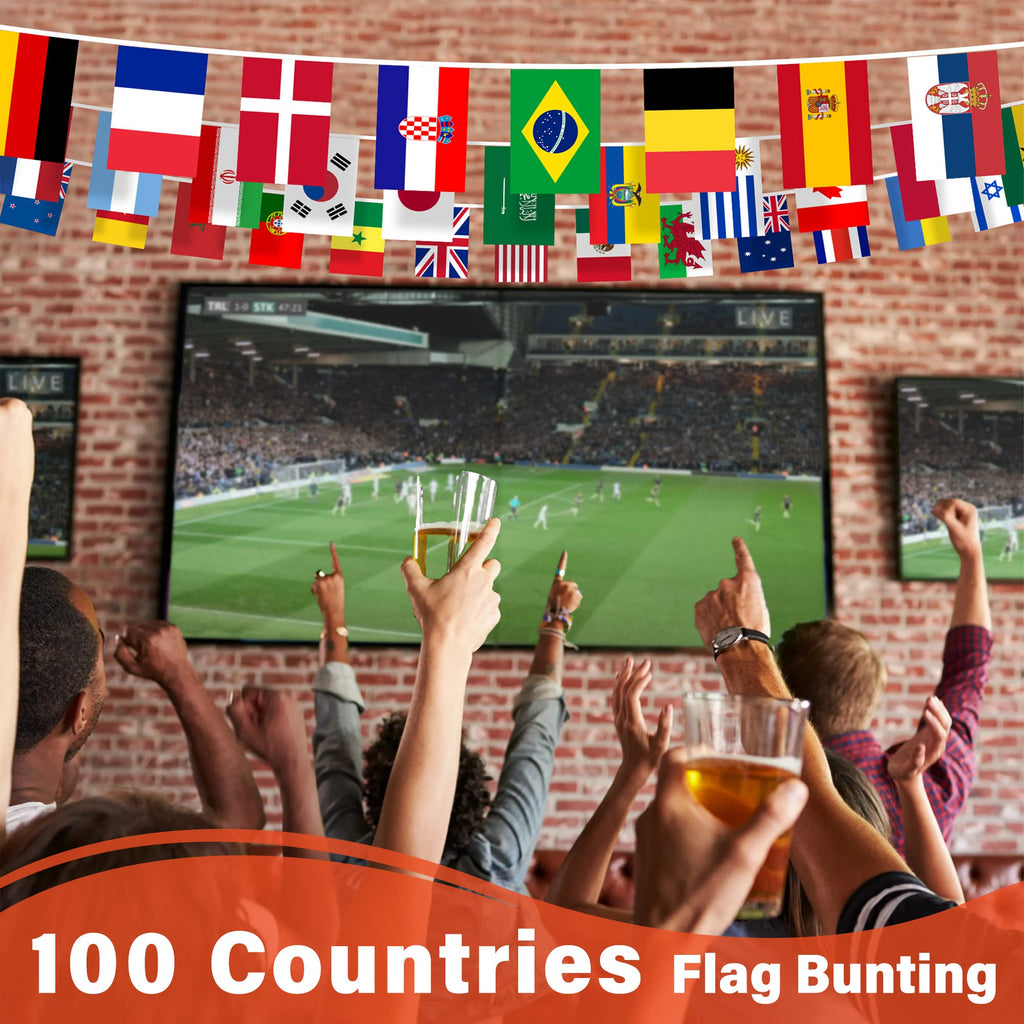100 Countries String Flag, 82 ft International Flags Bunting Banner, World Flag Banner Decoration for World Cup Party, School, Sports Game Events, Grand Opening, Classroom