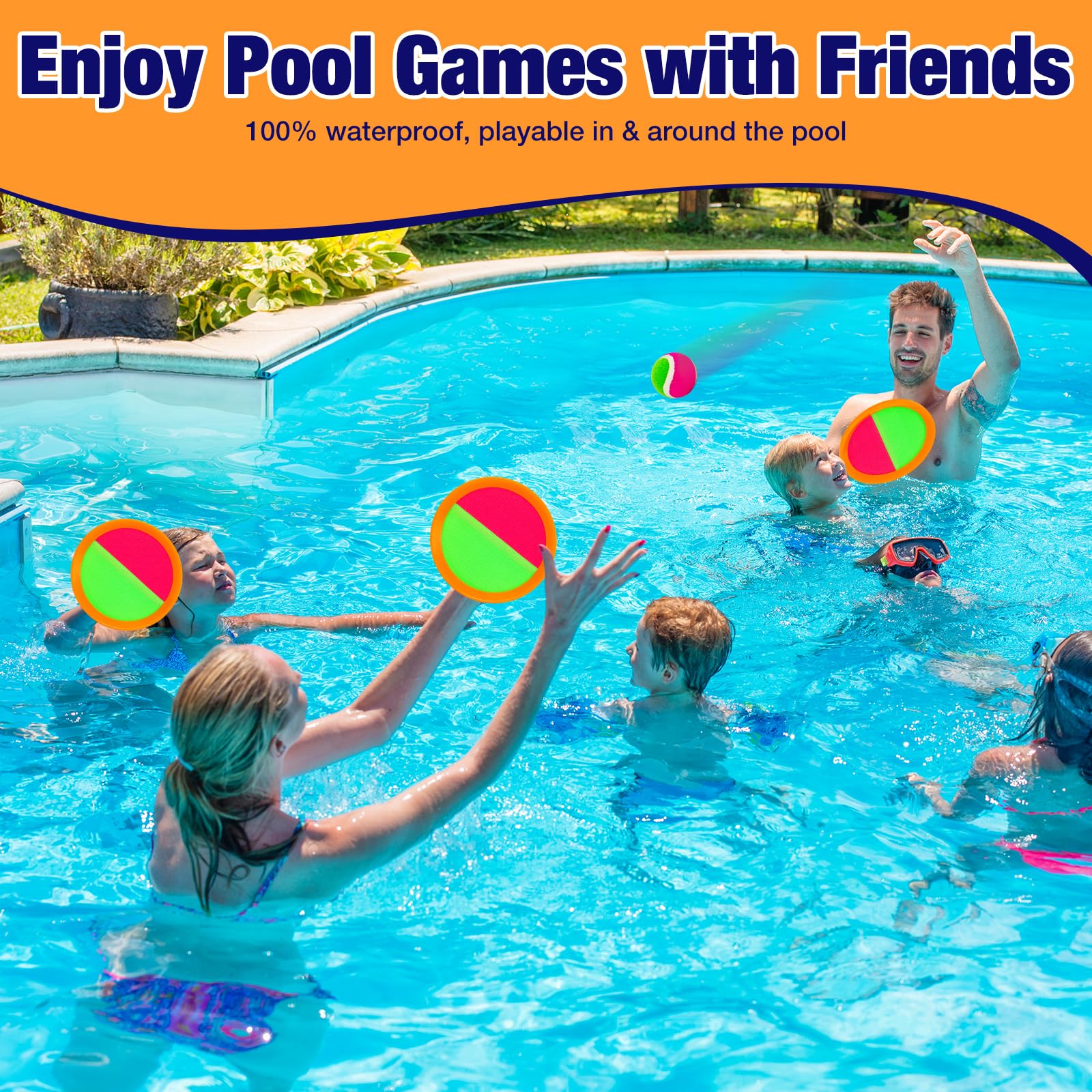 Toss and Catch Ball Game Set - Outdoor & Indoor Sports Toys for Kids - Outside Games for Yard, Lawn, Camping, Beach, Pool - Classic Sticky Paddle Ball Toy for 3 4 5 6 7 8-12 Year Old Boys Girls Gifts