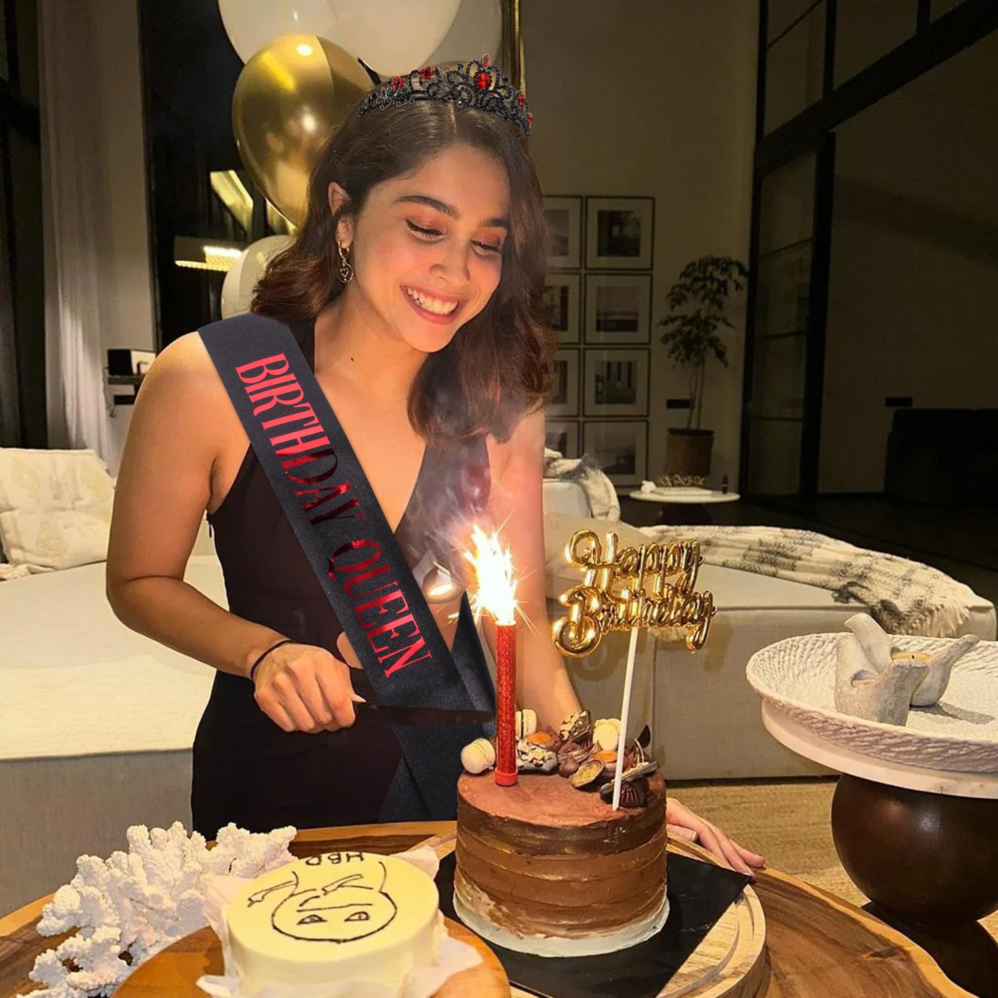 COCIDE Birthday Silver Tiara and Crowns Kit - Silver Tiara, Crown, Sash, Rhinestone Headband, Glitter Sash for Women & Girls Birthday Party Decorations