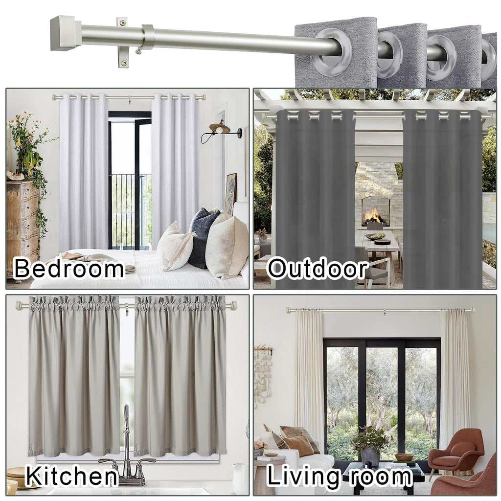 Single Curtain Rods for Windows 28 to 48 Inch(2.3-4ft),1 Inch Diameter Adjustable Heavy Duty Drapery Rods,with Modern Square Aluminum Alloy Finials,Antique Bronze