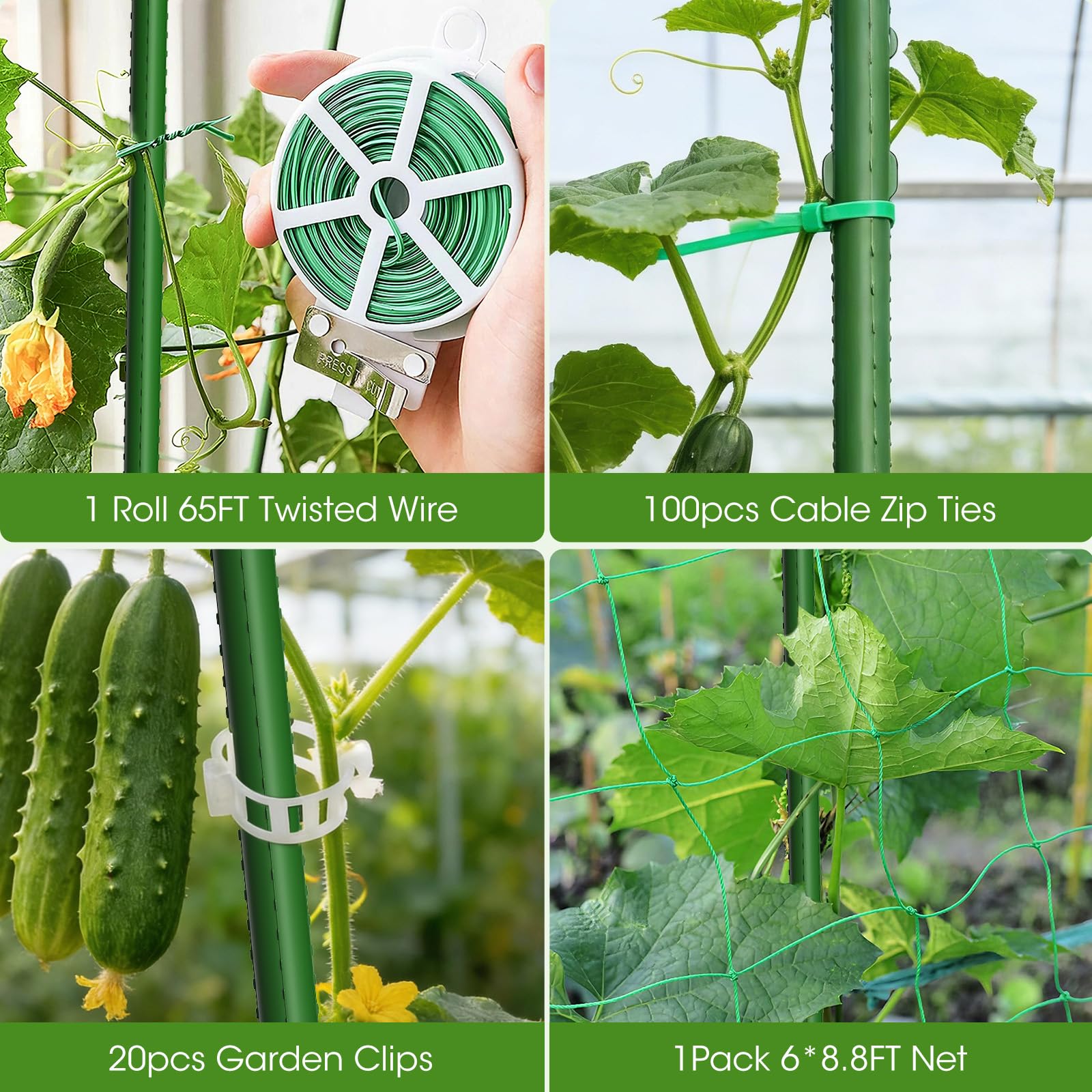 Cucumber Trellis for Raised Bed,U-Shape Garden Trellis for Climbing Plants Outdoor, Metal Arch Vegetables Trellis, Plant Support for Vine (Green, 31.5" Lx21.6 Wx47.2 H-Small)