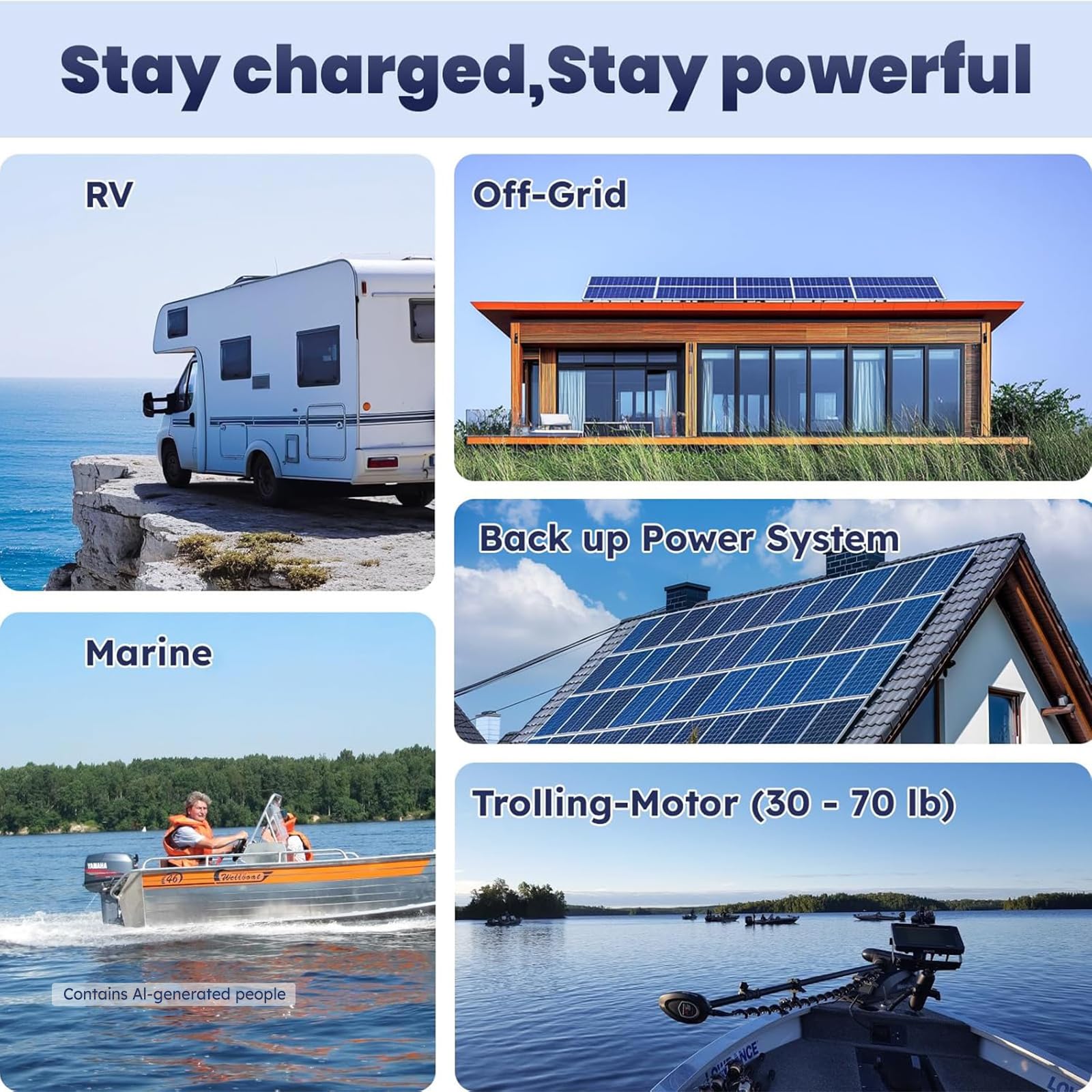 Timeusb 12V 50Ah Trolling Motor LiFePO4 Lithium Battery with Low-Temp Protection, 15000 Deep Cycle, Max. 60A Current at 30mins, 12V Battery for 20~70lb Boat Motor, Fish Finder, Instrument Panel etc.