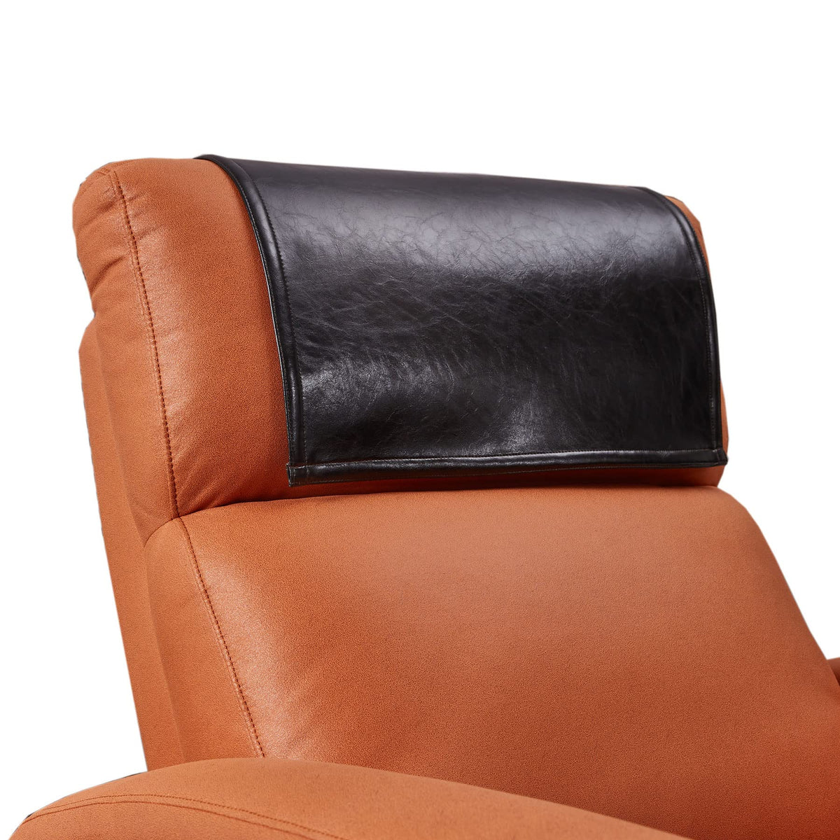 Non Slip Recliner Headrest Protector Washable Faux Leather Headrest Covers for Recliner Chair Waterproof Couch Head Rest Covers for Sofa,Furniture,Office Chair,Theater Seat (Beige)