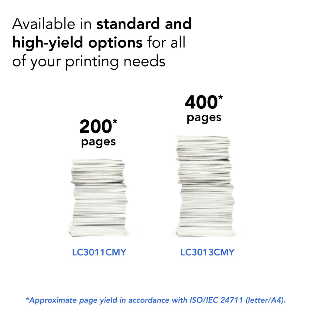 Brother Printer High Yield Ink Cartridge Page Up to 400 Pages Black (LC3013BK), Standard