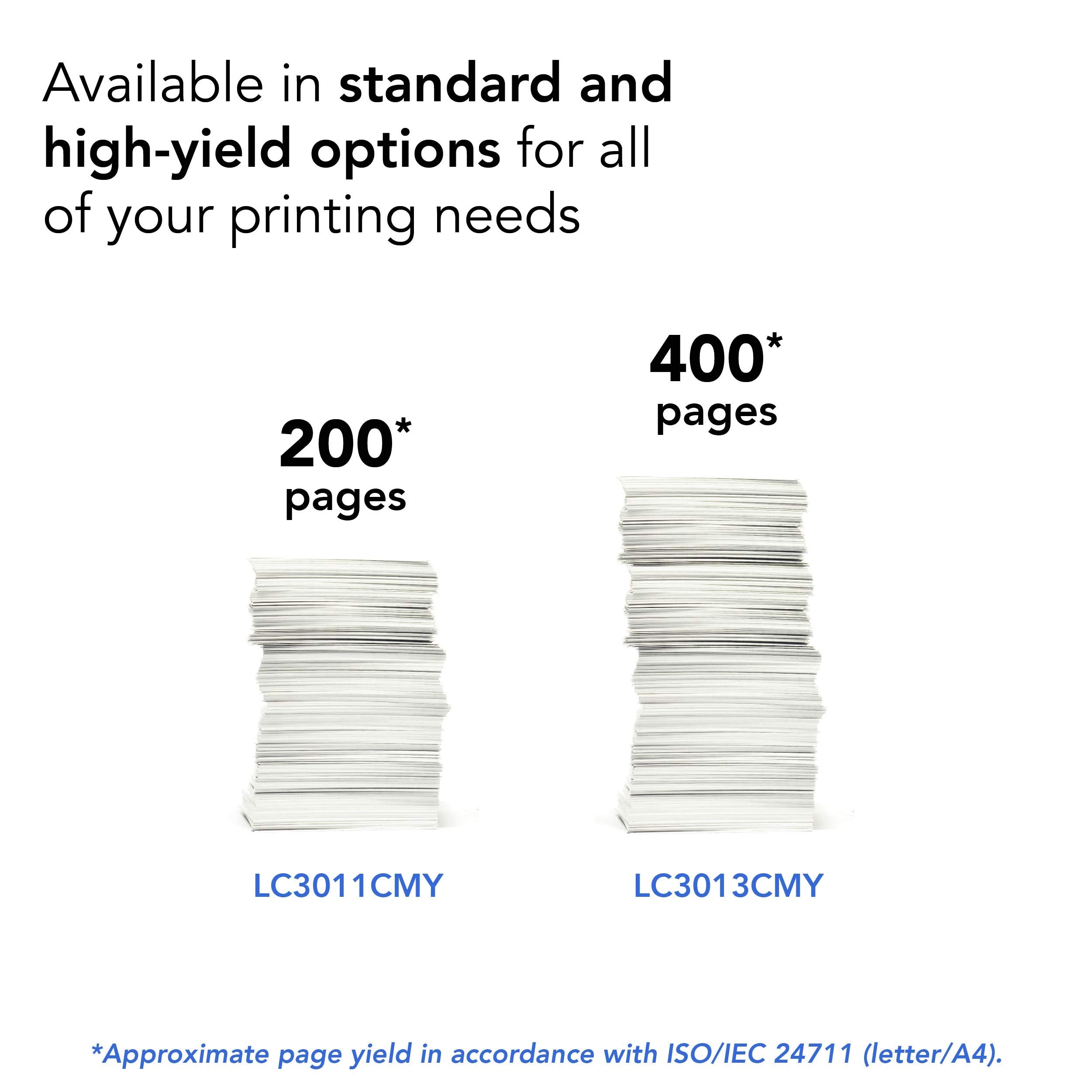 Brother Printer High Yield Ink Cartridge Page Up to 400 Pages Black (LC3013BK), Standard
