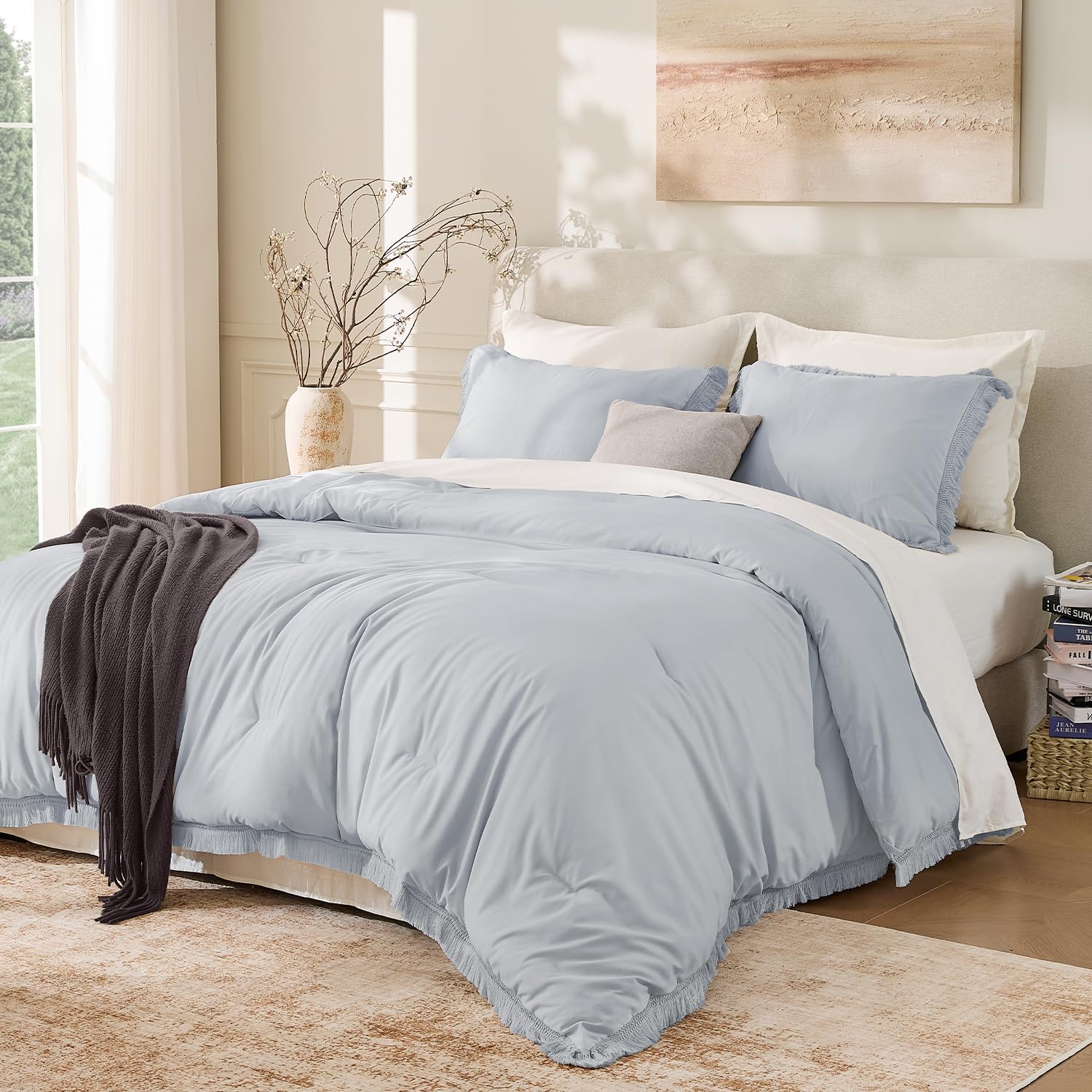 Andency Comforter Full Size Set Burnt Orange, 3 Pieces Boho Terracotta Winter Lightweight Bedding Comforter Sets, All Season Rust Tassel Bed Set (79x90In Comforter & 2 Pillowcases)
