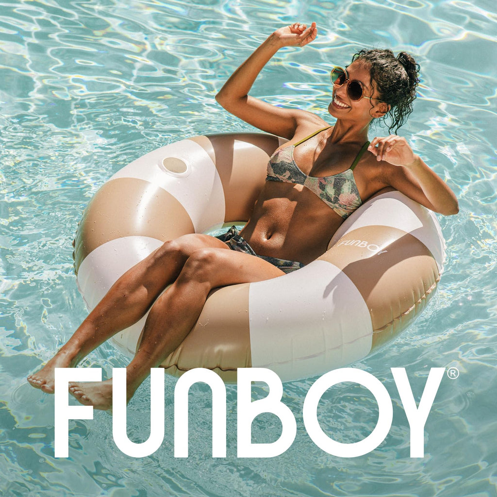 FUNBOY Giant Vintage Stripe Inflatable Tube Pool Float with Cup Holder 48" Large Pool Float for Adults Inner Tube Swimming Pool Toys Swim Rings Pool Lounger Float for Pool Party & Summer