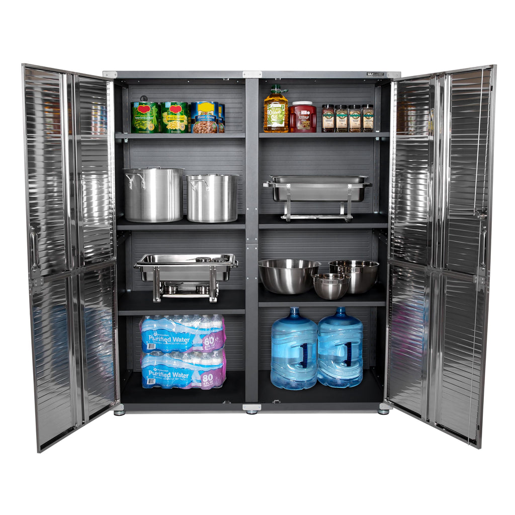 Seville Classics UltraHD Solid Steel Lockable Metal Storage Cabinet Locker Organizer, w/Adjustable Shelves for Garage, Warehouse, Office, Classroom, Granite, 30" W x 18" D x 72" H