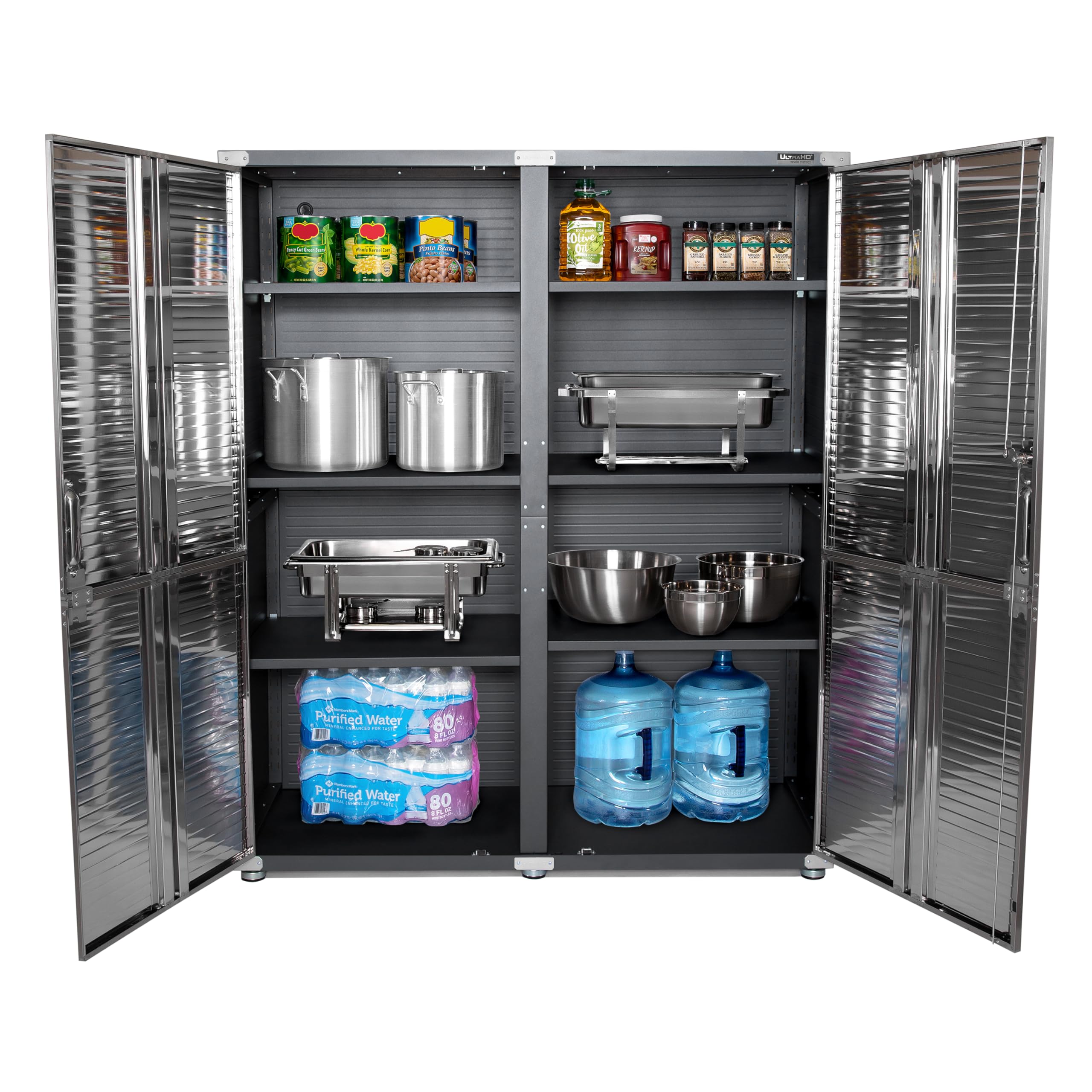 Seville Classics UltraHD Solid Steel Lockable Metal Storage Cabinet Locker Organizer, w/Adjustable Shelves for Garage, Warehouse, Office, Classroom, Granite, 30" W x 18" D x 72" H