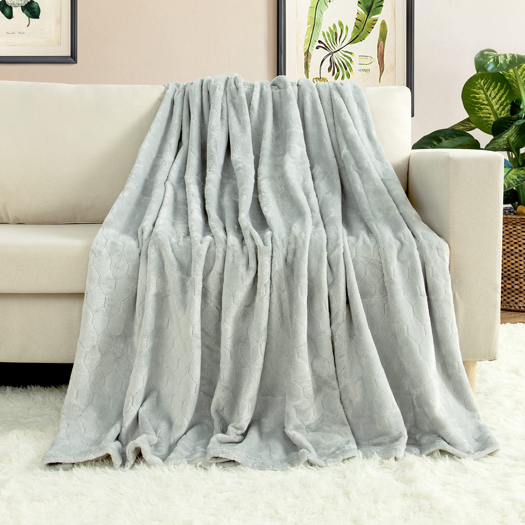 TOONOW Fleece Blanket Fuzzy Plush Throw Blanket 50" x 60", Super Soft Fluffy Bed Blanket Geometric Pattern Comfy Microfiber Flannel Blankets for Couch, Bed, Sofa, Black