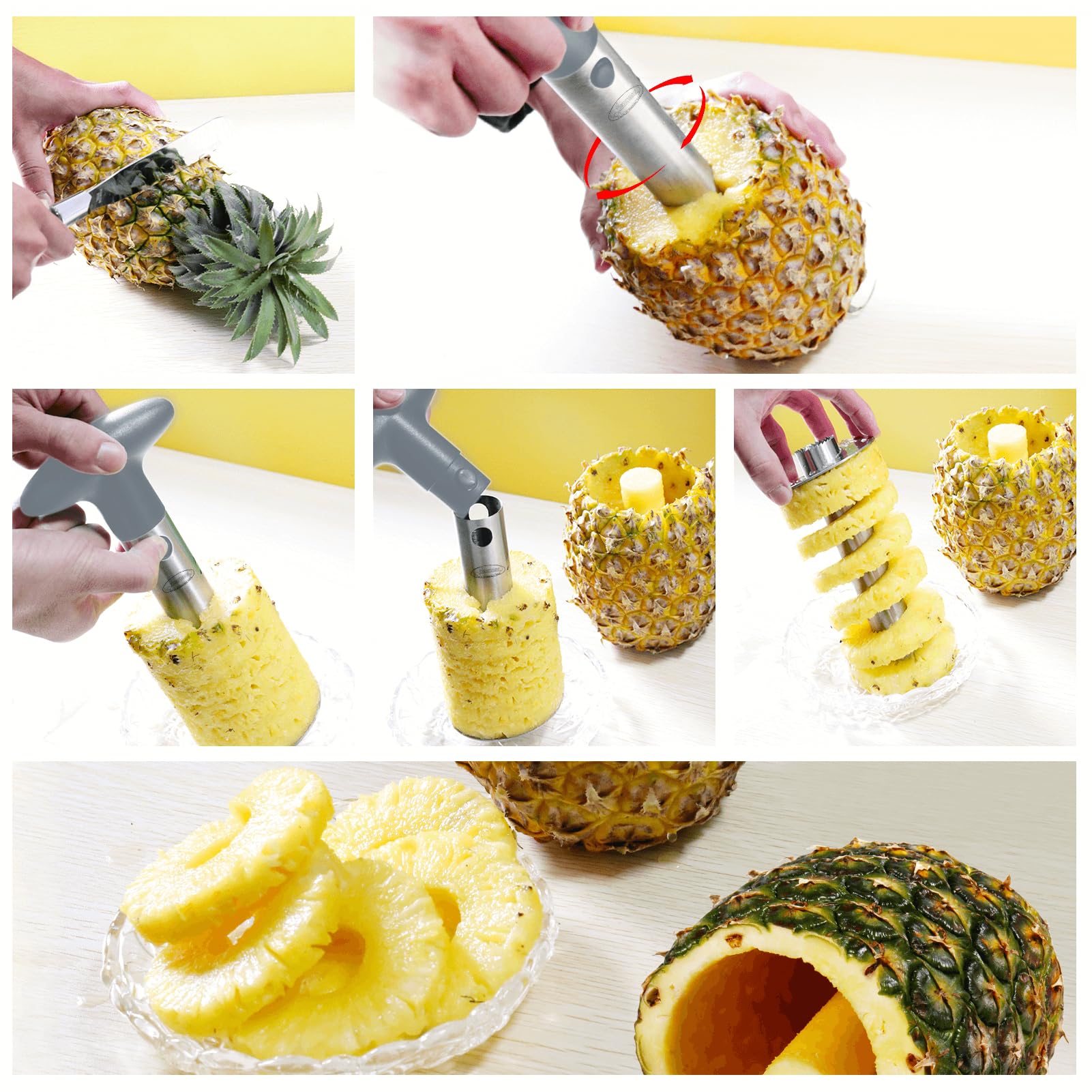 Pineapple Corer, [Upgraded, Reinforced, Thicker Blade] Newness Premium Pineapple Corer Remover, Stainless Steel Pineapple Core Remover Tool for Home & Kitchen with Sharp Blade for Diced Fruit Rings
