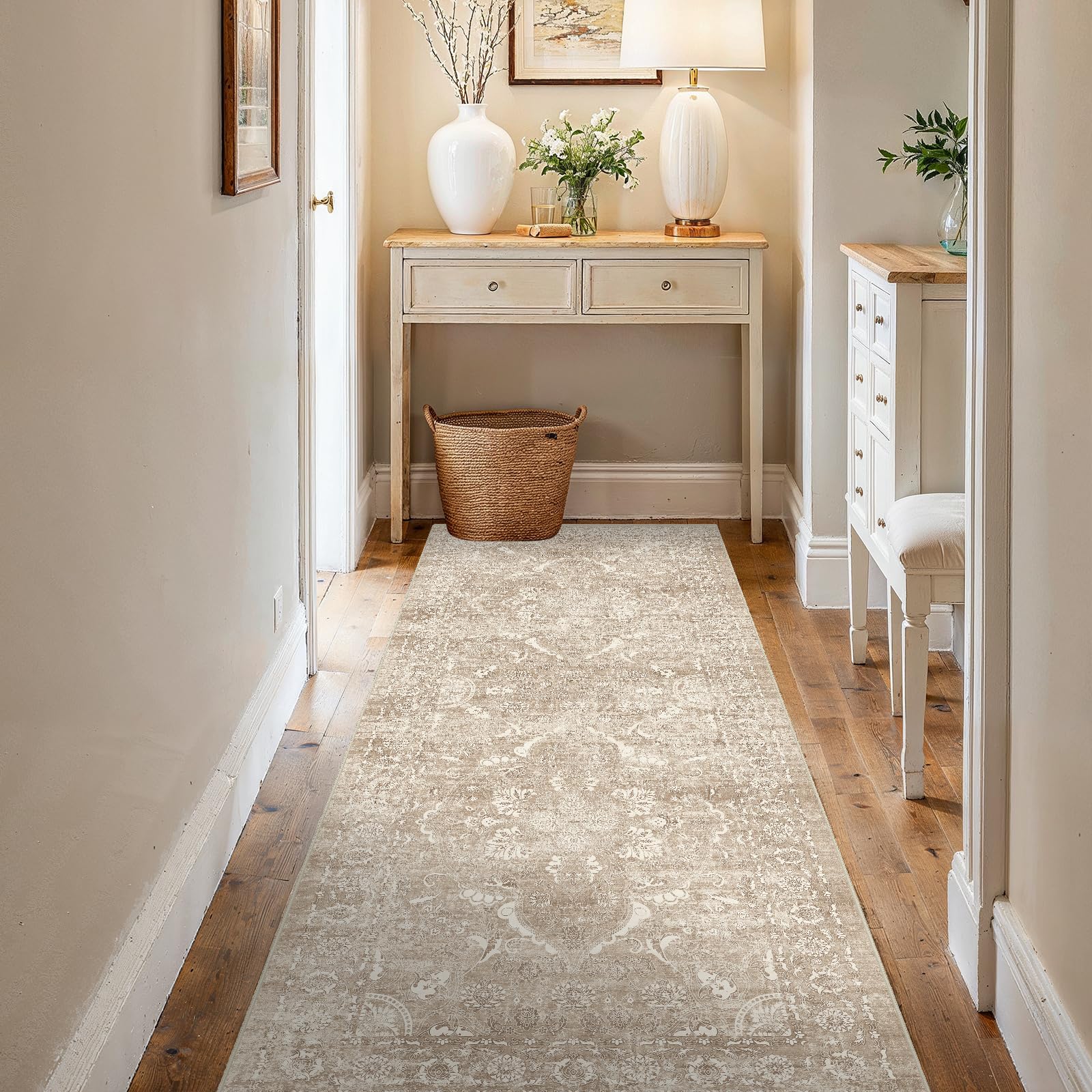 2x5 Washable Kitchen Runner Rug - Soft Low Pile Floral Animal Cat Print Rugs with Non-Slip Backing Waterproof Stain-Resistant Indoor Carpet for Hallway Entryway Bathroom Bedroom (Black)