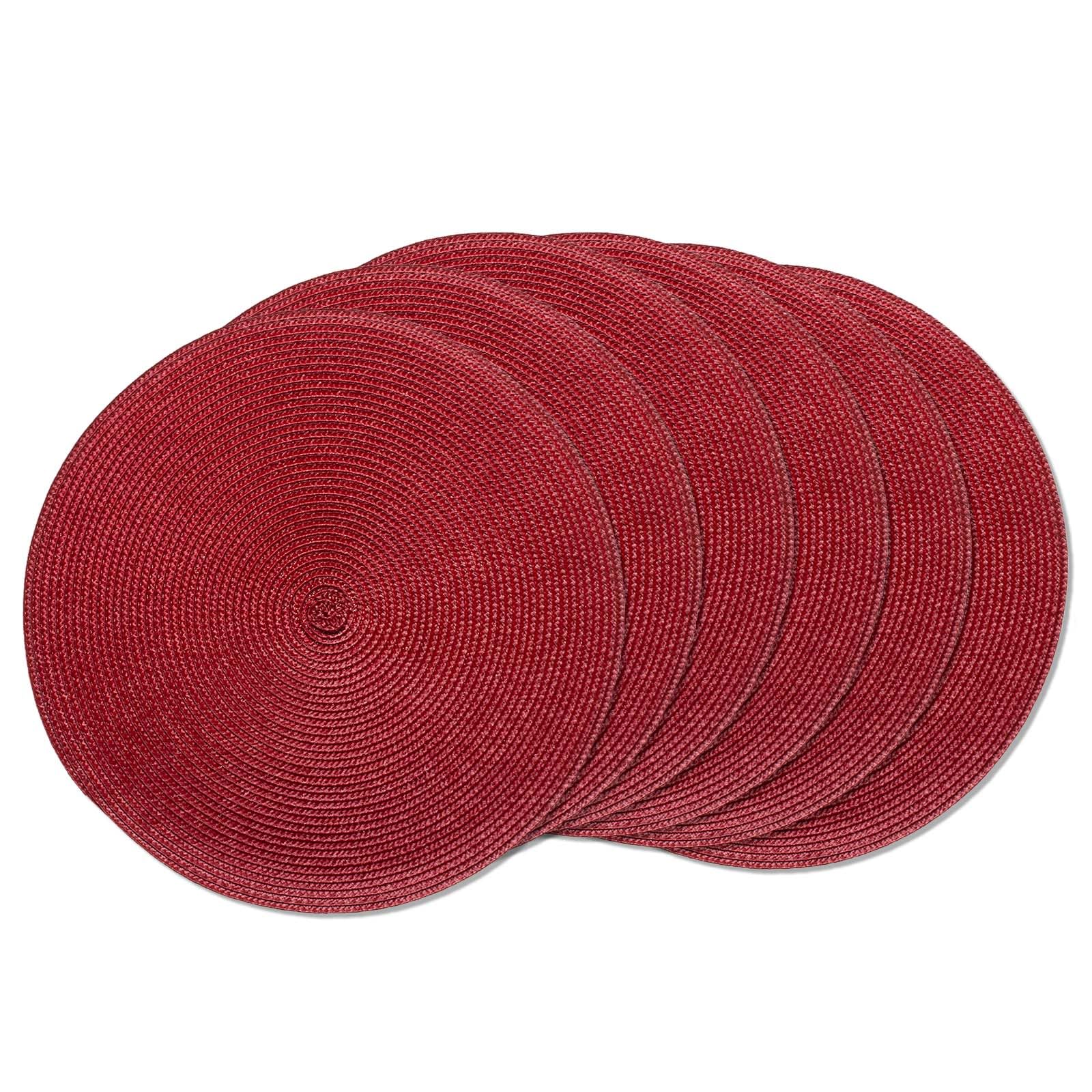 AHHFSMEI Round Placemats Set of 6 Heat Resistant Washable Non-Slip Woven Braided Table Mats for Dining Table Kitchen & Home Decor (Beige)