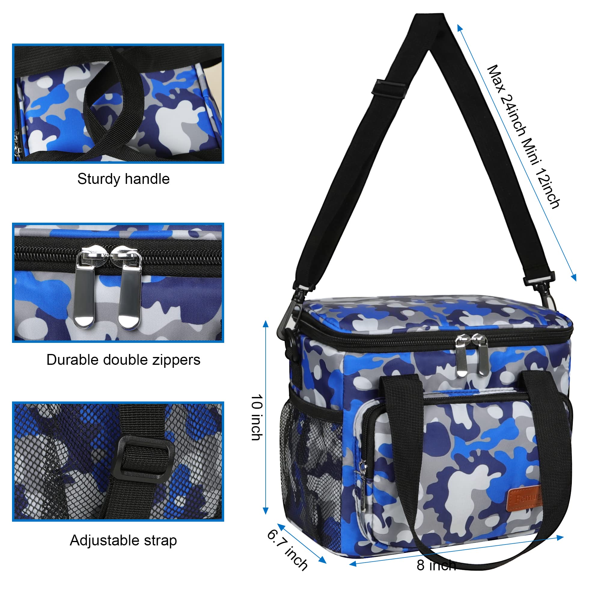 Femuar Lunch Bags for Women/Men, Insulated Lunch Bag for Work Office Picnic - Large Lunch Cooler Bag Leakproof Lunch Box with Adjustable Shoulder Strap for Adults - Grey (15L)