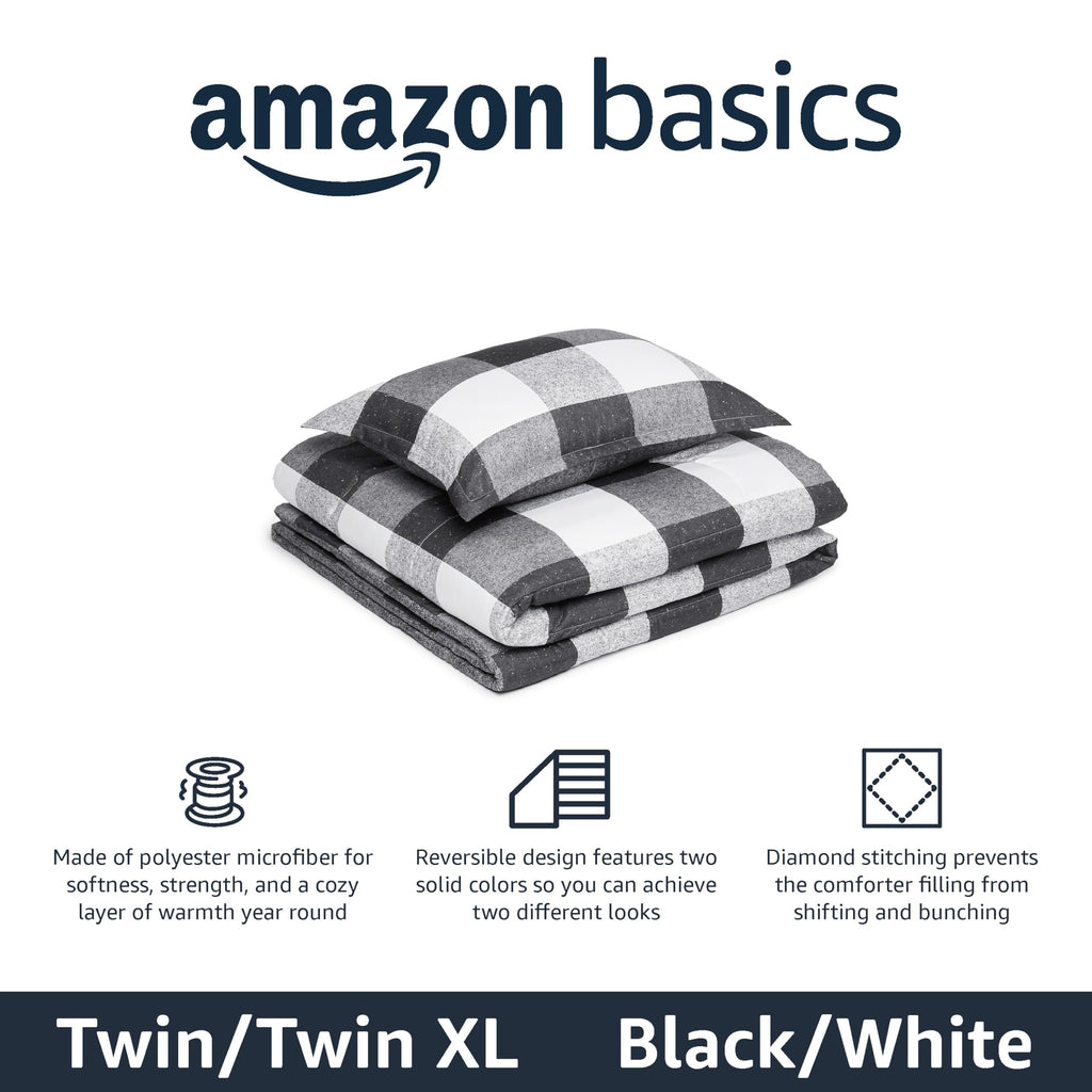 Amazon Basics Reversible Lightweight Microfiber All Season Comforter Blanket, Twin/Twin XL, Burgundy/Grey (Pack of 2)