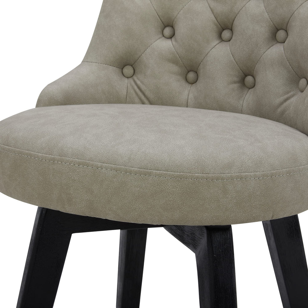 Watson & Whitely Counter Height Bar Stools, Performance Fabric Upholstered Modern Swivel Barstool with Back, Solid Wood Legs, 26" H Seat, Flint Grey