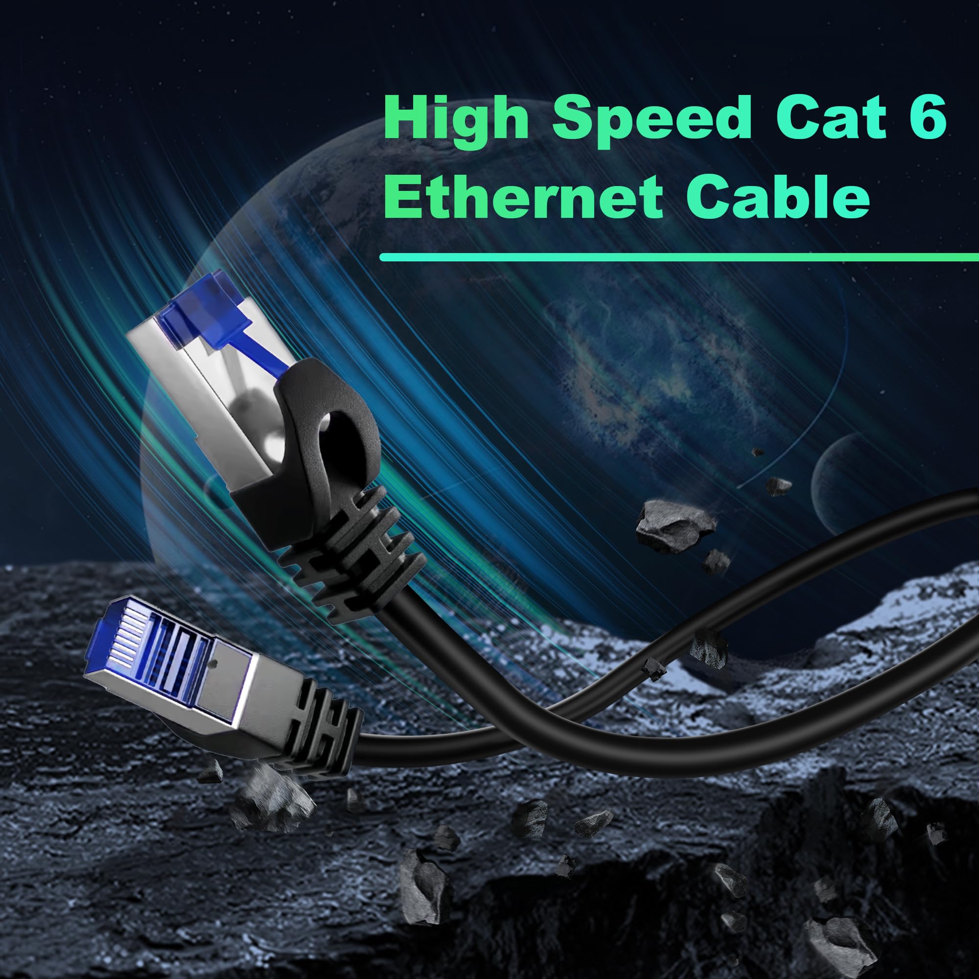 MEIPEK Cat 6 Shielded Ethernet Cable 10ft, Outdoor&Indoor Cat 6 Patch Cable, Heavy Duty 23AWG, High Speed, Weatherproof, UV Resistant Cat6 RJ45 LAN Network Cables for Gaming, Modem