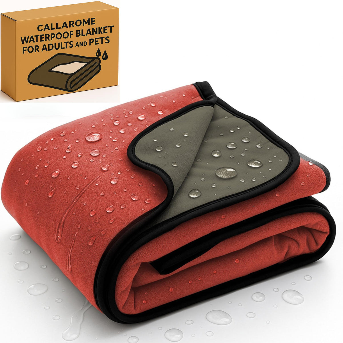 Waterproof Blanket for Bed & Couch Protection, Reddish/Green, 80"x90" | High-Density Heavy-Duty Material – Ultra-Soft & Durable Soft Fleece, Leakproof, Reversible, Silent No-Crinkle Design