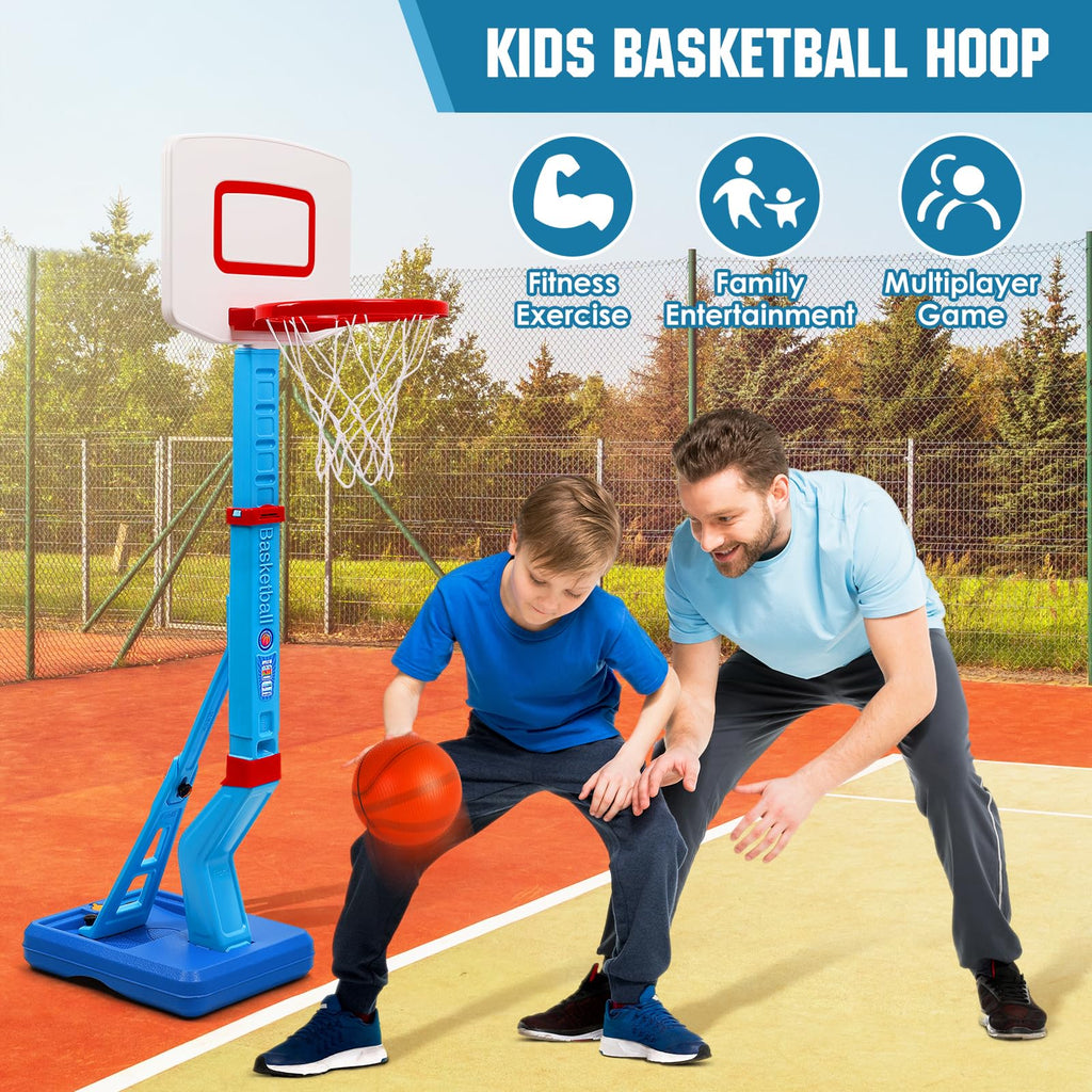 SUPER JOY Toddler Basketball Hoop - Height Adjustable Kids Basketball Hoops for Indoor & Outdoor Play - Portable Mini Basketball Goal for Poolside- Game Sport Toys for Boys & Girls Age 1 2 3 4 5