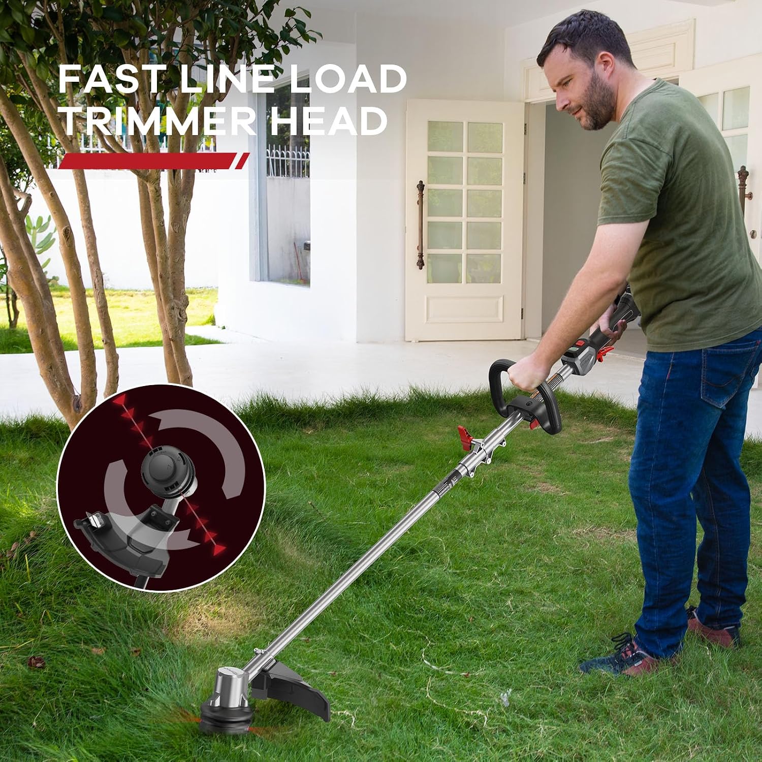 Enhulk 58V 16" Weed Wacker, Brushless with 3-Speed Setting, Weed Eater with Foldable Shaft, EZ-HMI LED Panel, 2.5Ah Battery & Charger Included