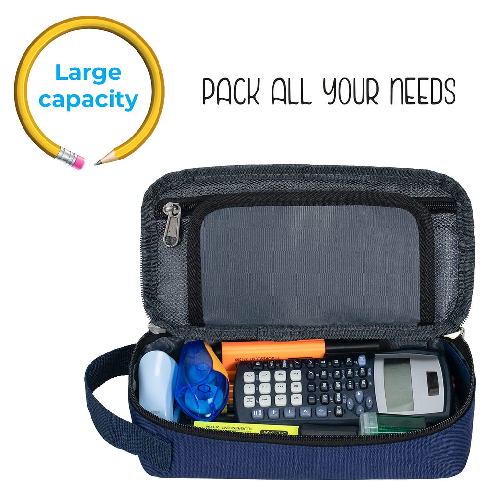 ECHSRT Large Pencil Case, Aesthetic Pen Pouch with Big Capacity, Minimalist Portable Stationery Bag with Handle for Office Organizer Aesthetic Pencil Cases