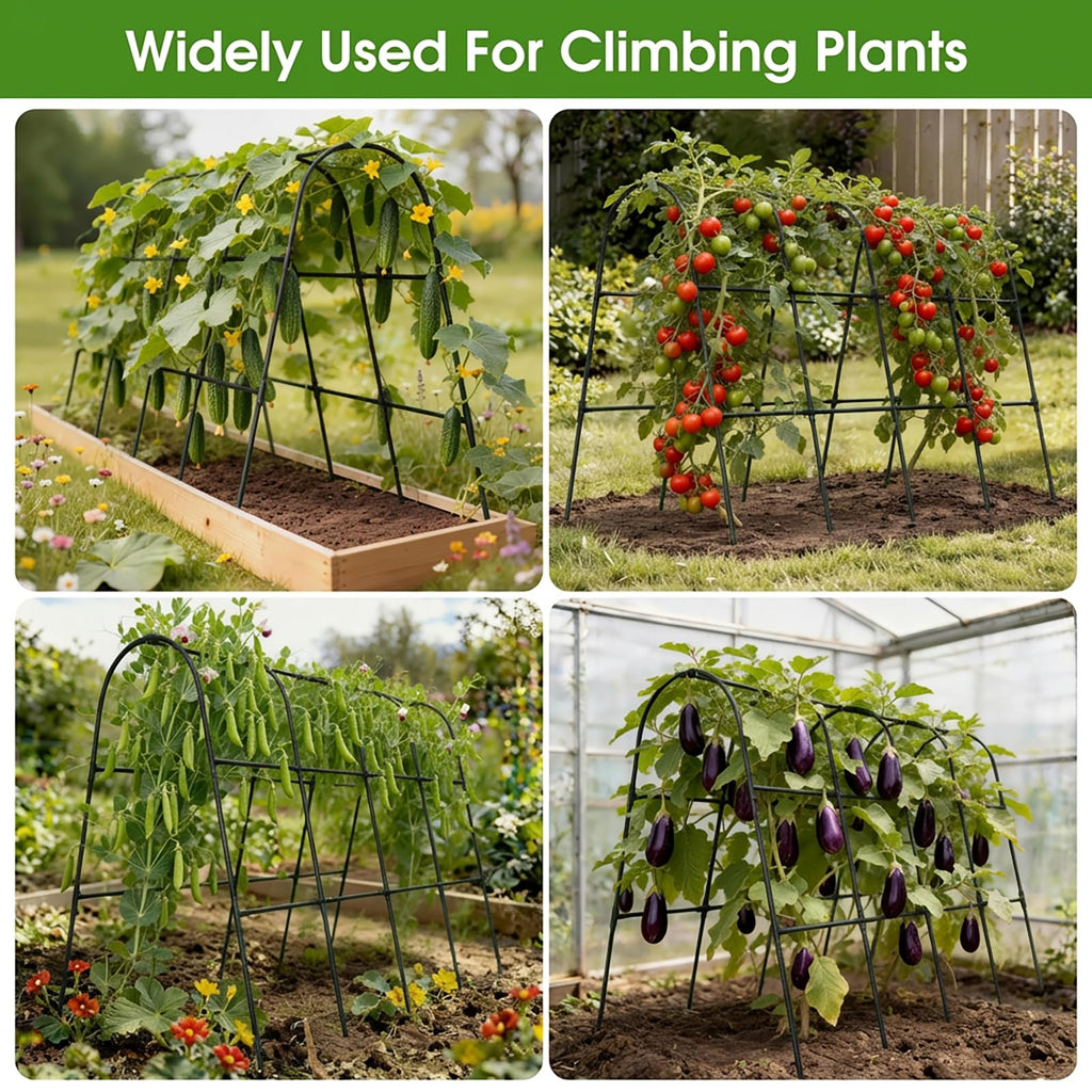 Cucumber Trellis for Raised Bed,U-Shape Garden Trellis for Climbing Plants Outdoor, Metal Arch Vegetables Trellis, Plant Support for Vine (Green, 31.5" Lx21.6 Wx47.2 H-Small)