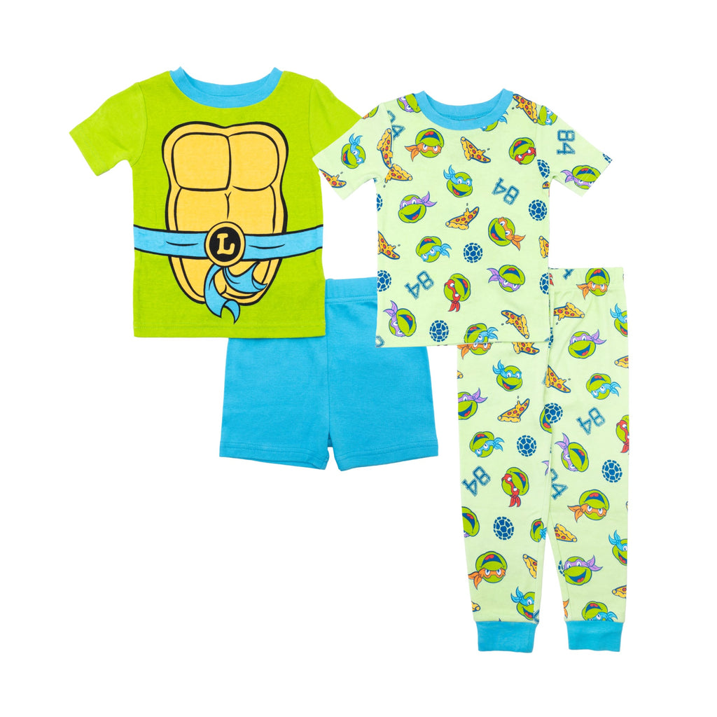 Nickelodeon Boys' 4-piece Snug-fit Cotton Short-Sleeve Matching Pajama Set, Soft & Cute for Kids