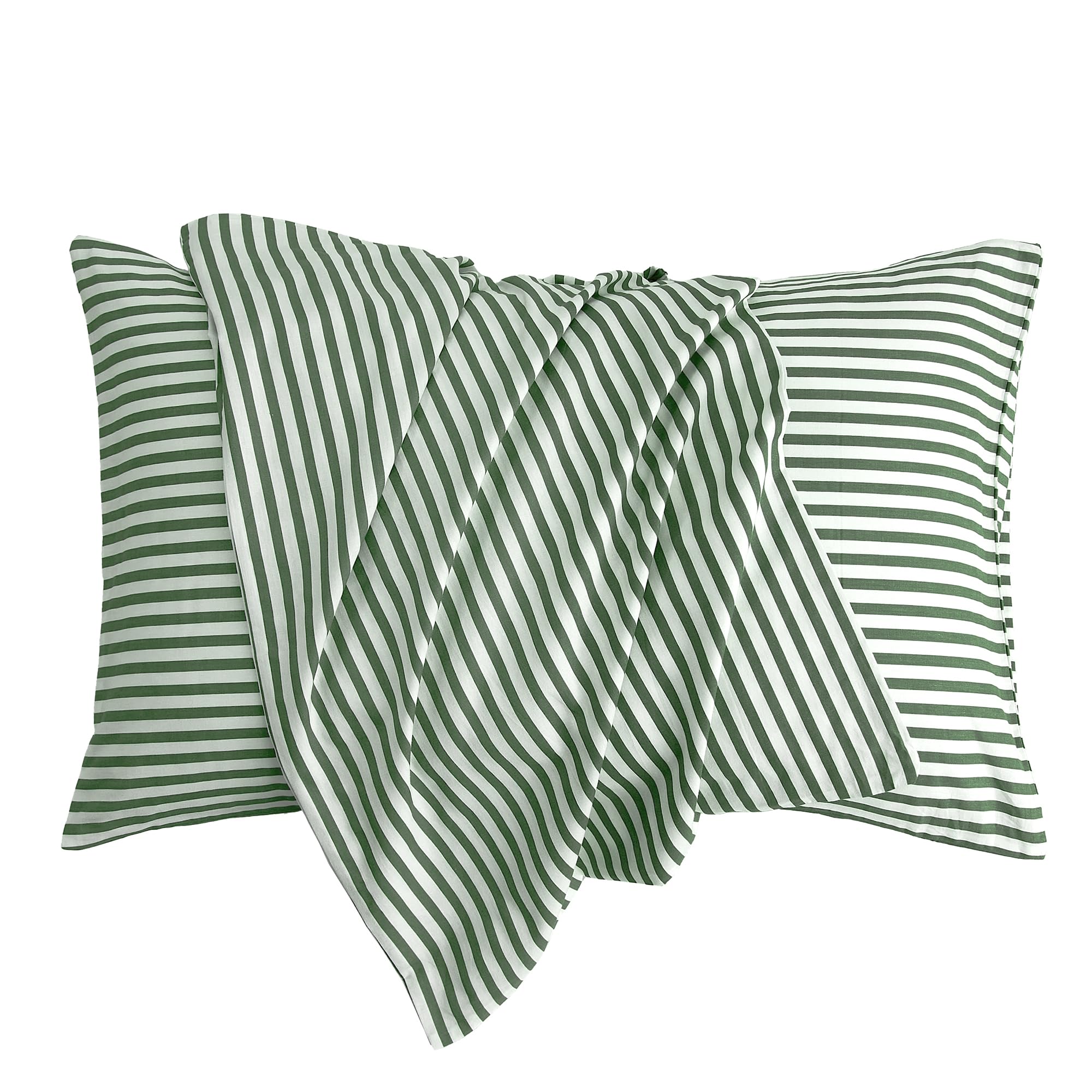 JELLYMONI Cotton Striped Pillowcases Set of 2, Sage Green, Standard | Soft breathable feel, Envelope closure, 400TC cotton, Machine washable, Gentle on skin