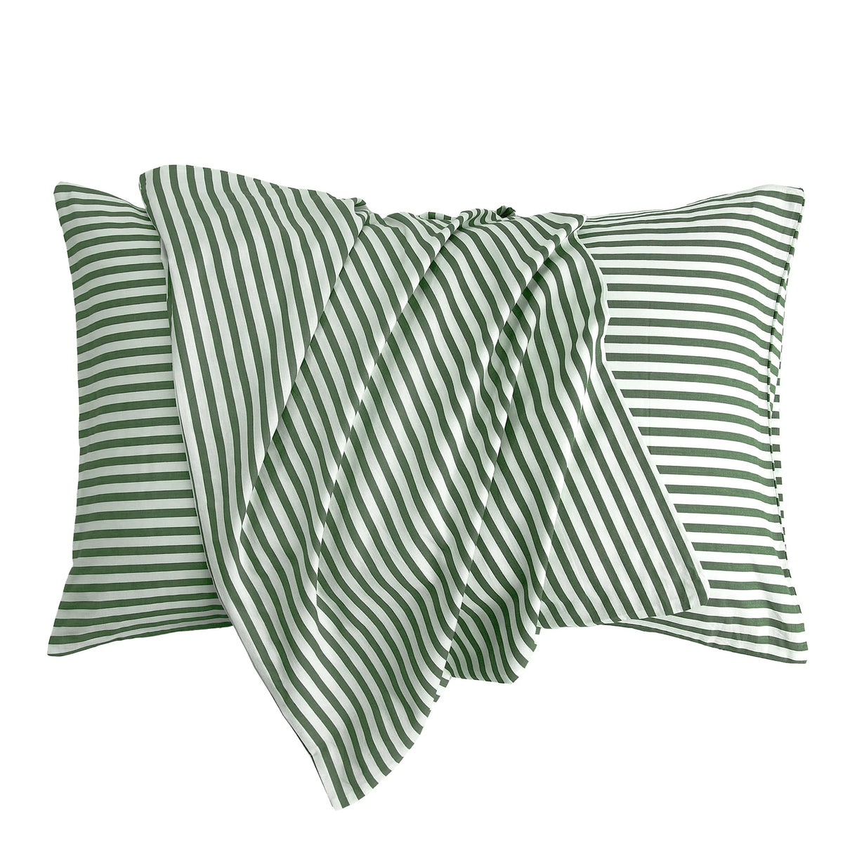 JELLYMONI Cotton Striped Pillowcases Set of 2, Sage Green, Standard | Soft breathable feel, Envelope closure, 400TC cotton, Machine washable, Gentle on skin