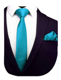 GUSLESON 2.4" Slim Necktie and Handkerchief Set For Men Solid Skinny Tie Set