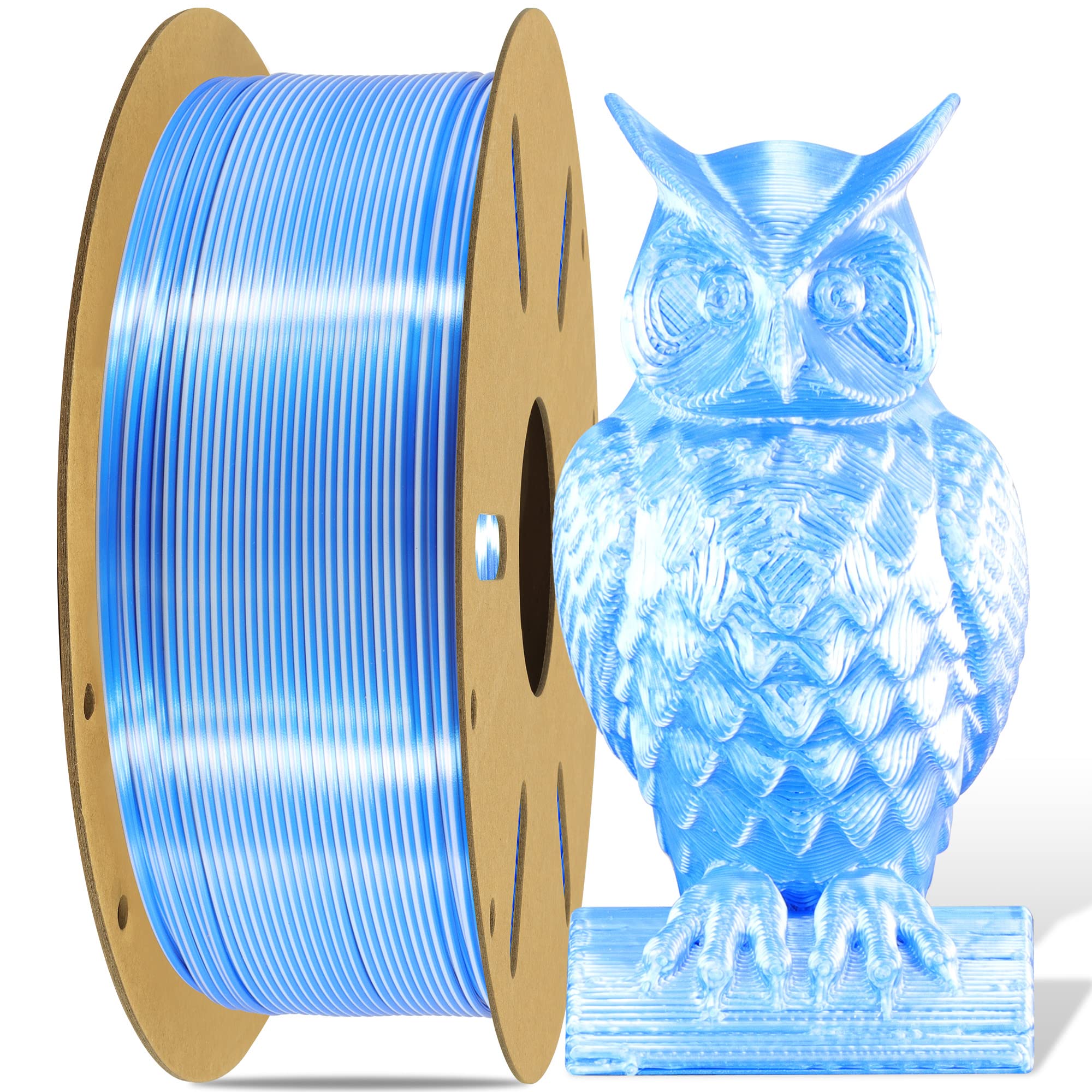 1.75mm PLA 3D Printer Filament Bundle: Glow in Dark Green/Blue/Purple/Rainbow, One Spool Clear Multi Colored, Each Spool 250g, Total 1.25Kg 3D Printing Material, 250g x 5 Spools Glow in Dark PLA