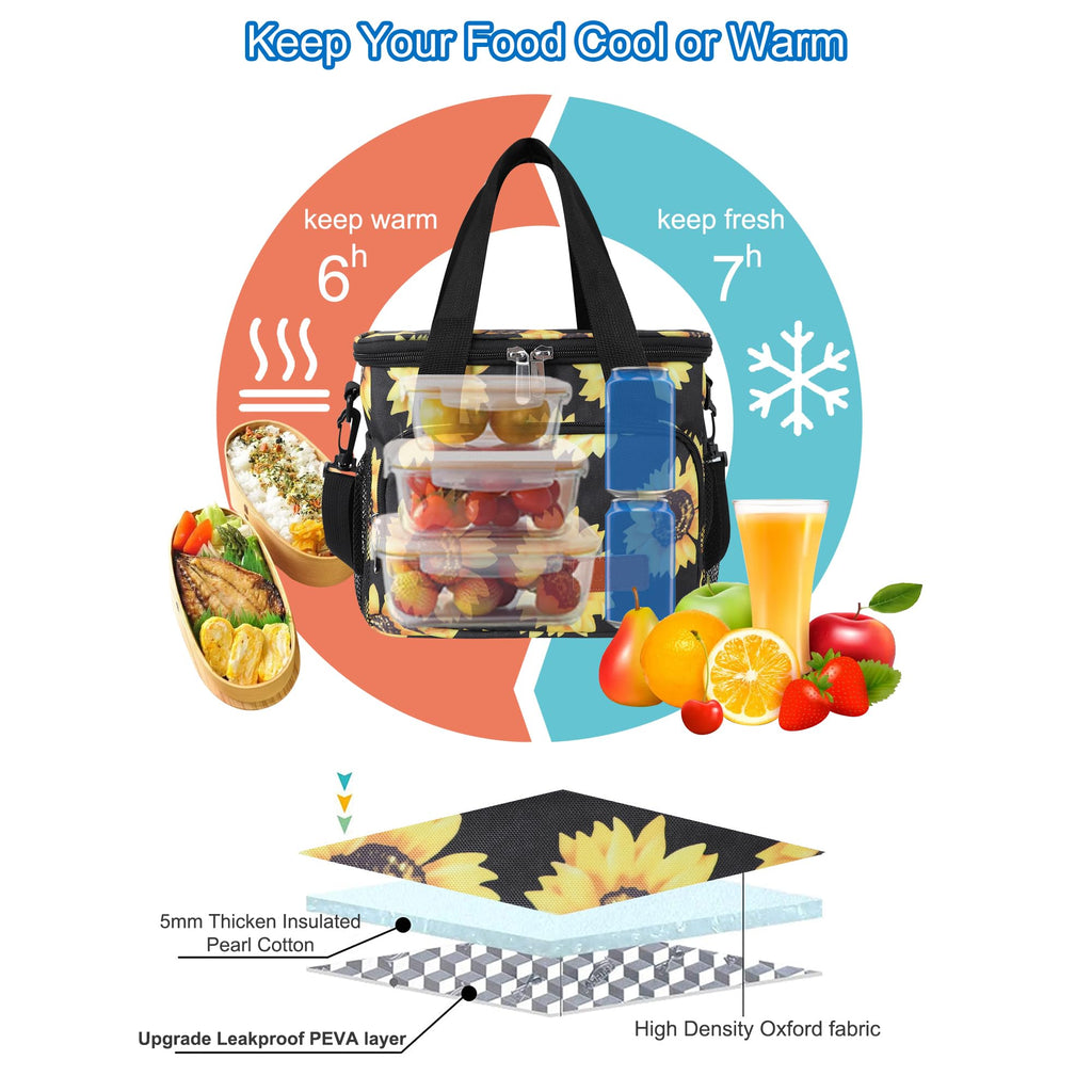 Femuar Lunch Bags for Women/Men, Insulated Lunch Bag for Work Office Picnic - Large Lunch Cooler Bag Leakproof Lunch Box with Adjustable Shoulder Strap for Adults - Grey (15L)
