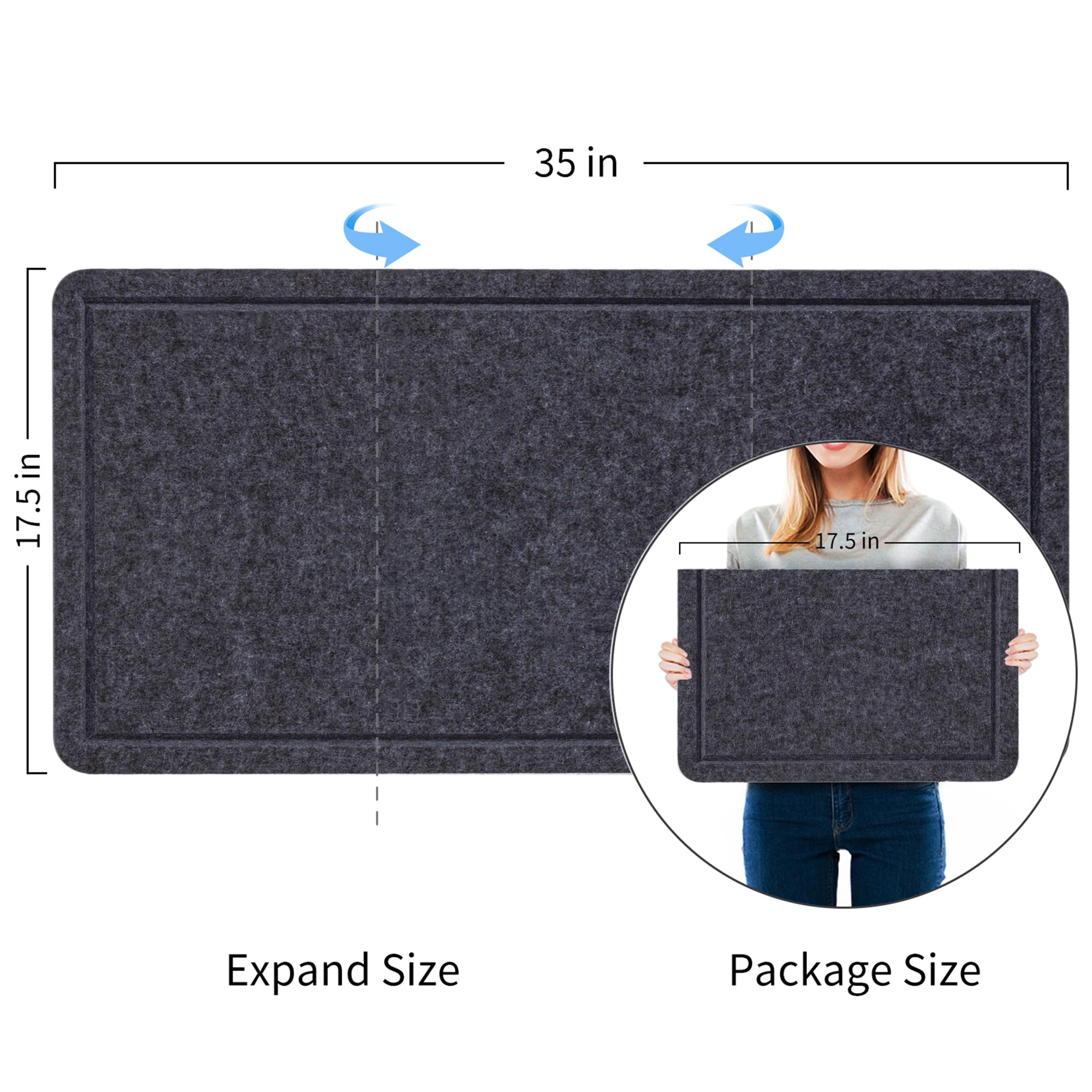 Lightomorrow Bulletin Board, 24 x 18 inches Decorative Felt Pin Board, Vision Board Cork Board Alternative for Wall, Foldable Photo Board Self-Adhesive Vision Board Mood Board with 20 Pushpins - Black