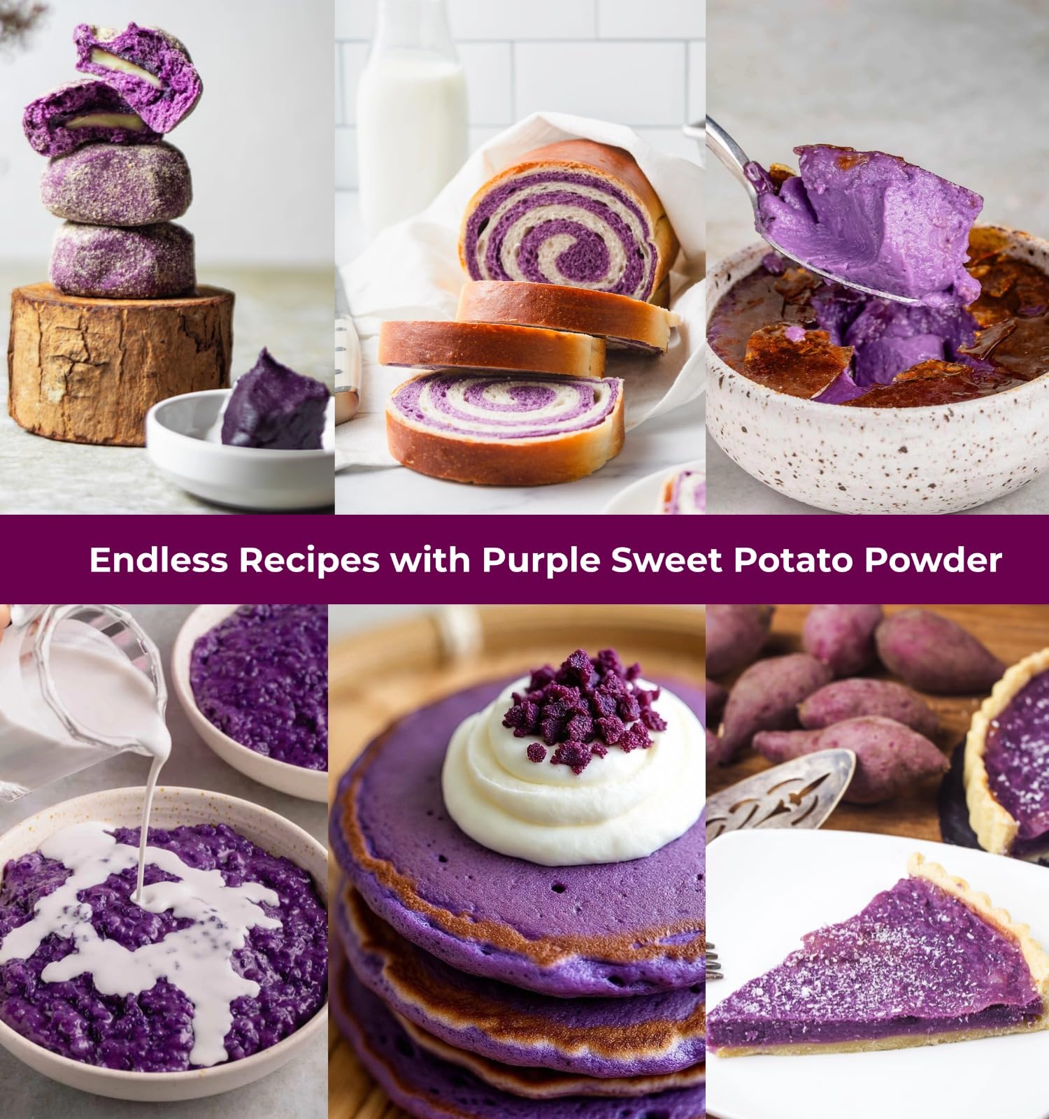 Purple Sweet Potato Powder 11.5oz (326g) - Natural Food Coloring for Baking, Drinks & Smoothies｜Ube/Purple Yam Alternative, Non-GMO, Gluten-Free, Resealable Pack