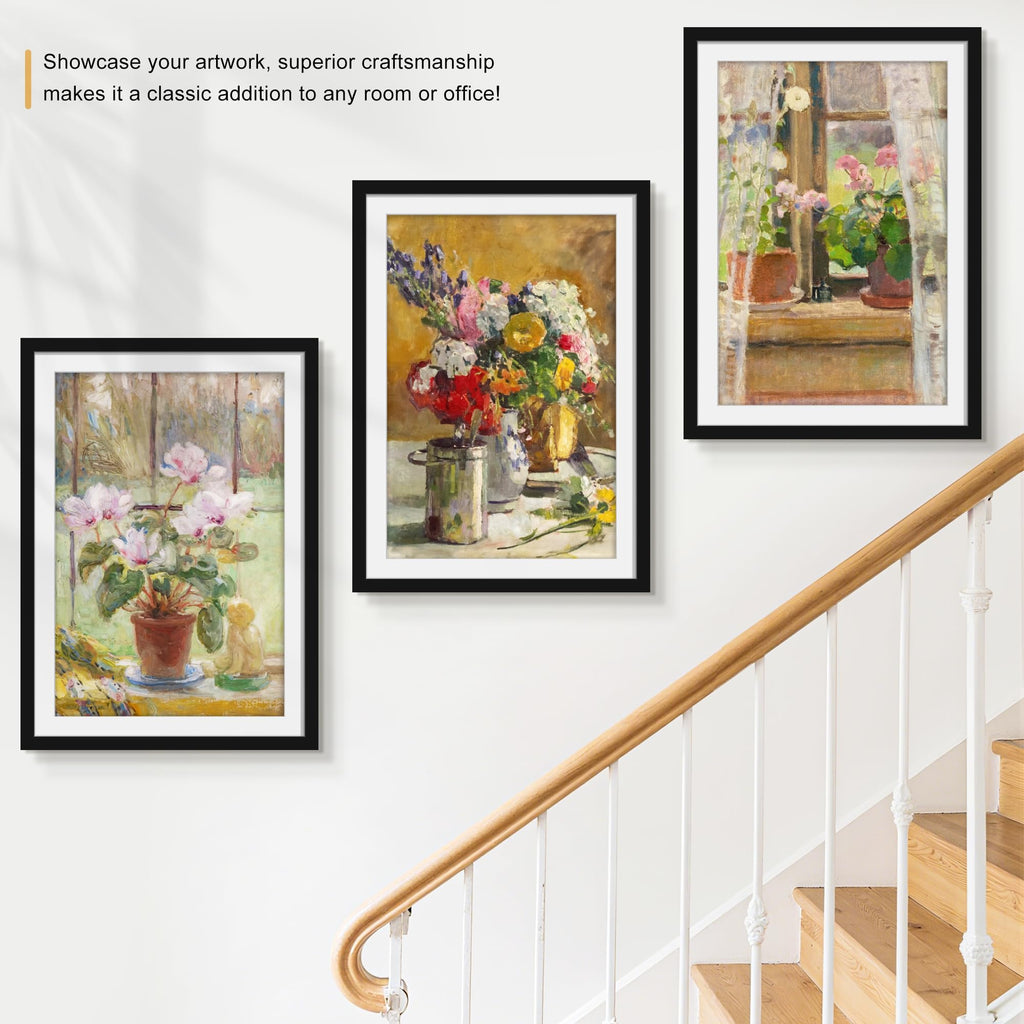 Picrit 24x34 Black Poster Frame 7 Pack, Display Pictures 20x30 Picture with Mat or 24 x 34 without Mat for Horizontal or Vertical Wall Mounting, Wall Gallery Photo Frames