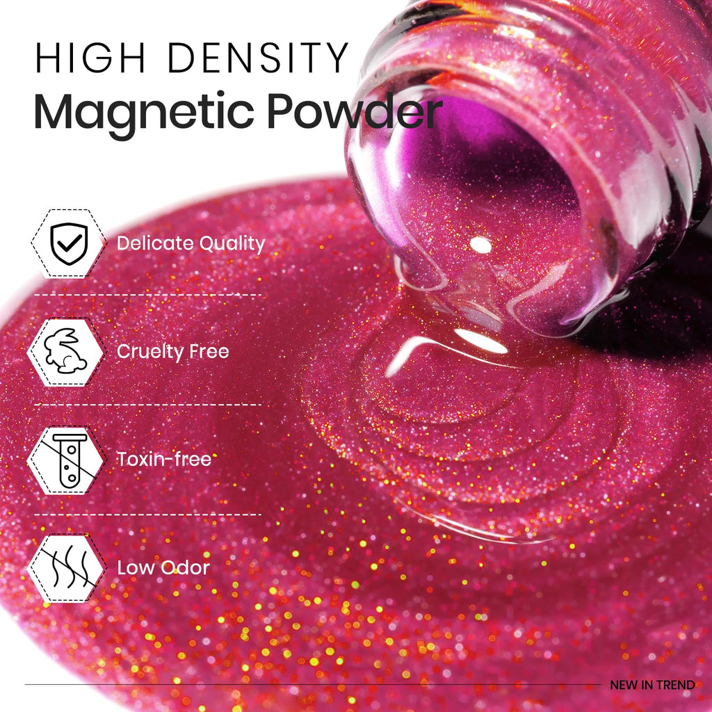 MIZHSE Cat Eye Gel Nail Polish, Moonlight Magnetic Gel Polish and Sheer Nude Nail Kit with 1 Magnet Stick, Glass Shiny Effect Silver Pink Purple Soak Off Manicure Home DIY