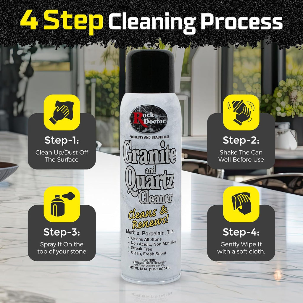 Rock Doctor Granite Cleaner, Cleans& Renews Surfaces, Granite/Marble Countertop Cleaner, Cleaning Spray for Vanity, Table Top, Kitchen Counters, Stone Surfaces 18 Fl Oz Pack of 2