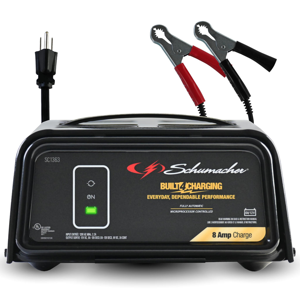 Schumacher Electric 8A Car Battery Charger and Maintainer, 3-in-1 Solution, for 6V/12V Power Sport, Automotive, and Marine Batteries, SC1363