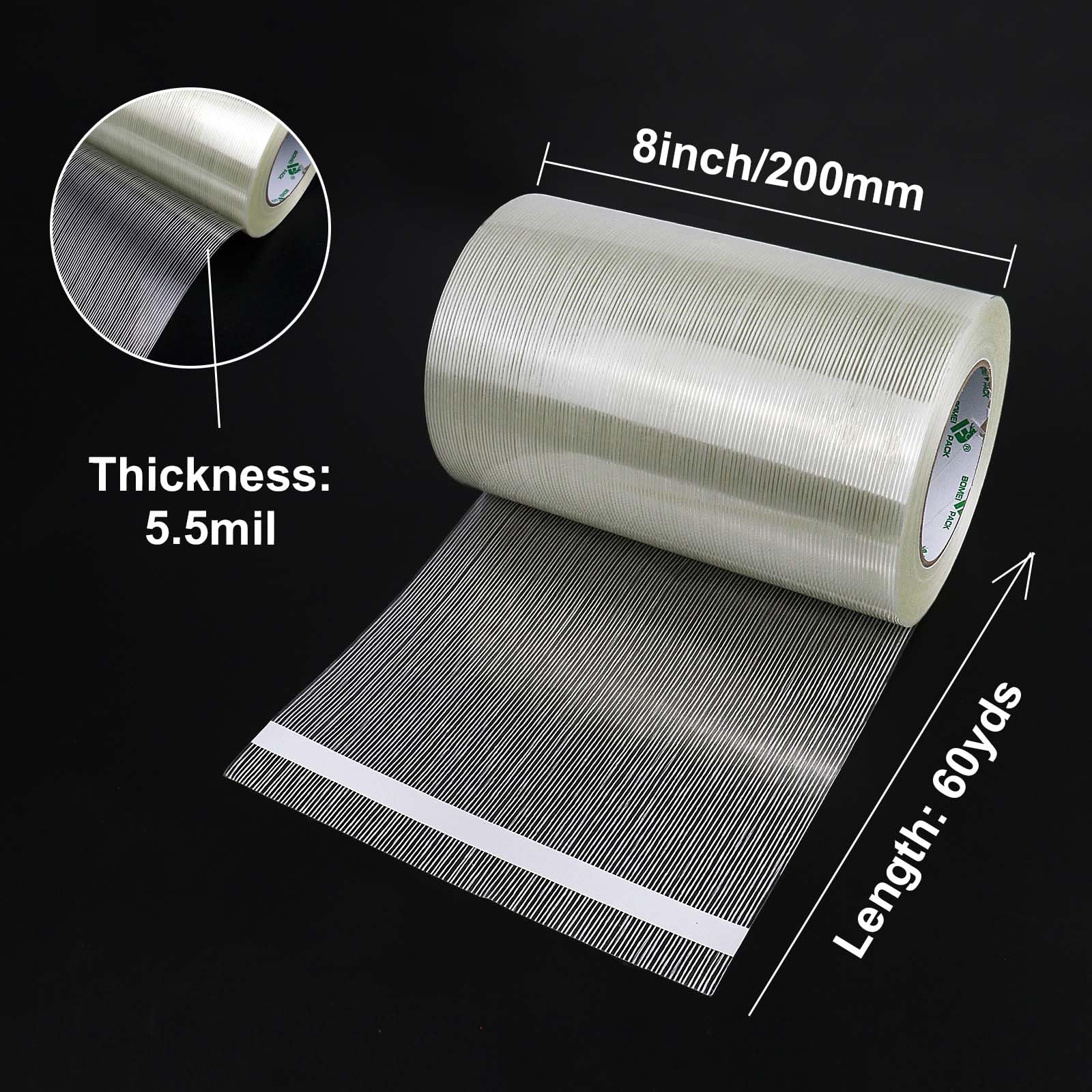 BOMEI PACK Wide Strapping Tape, 4Inch Heavy Duty Reinforced Packing Tape, Fiberglass Filament 60yds 5.5Mil