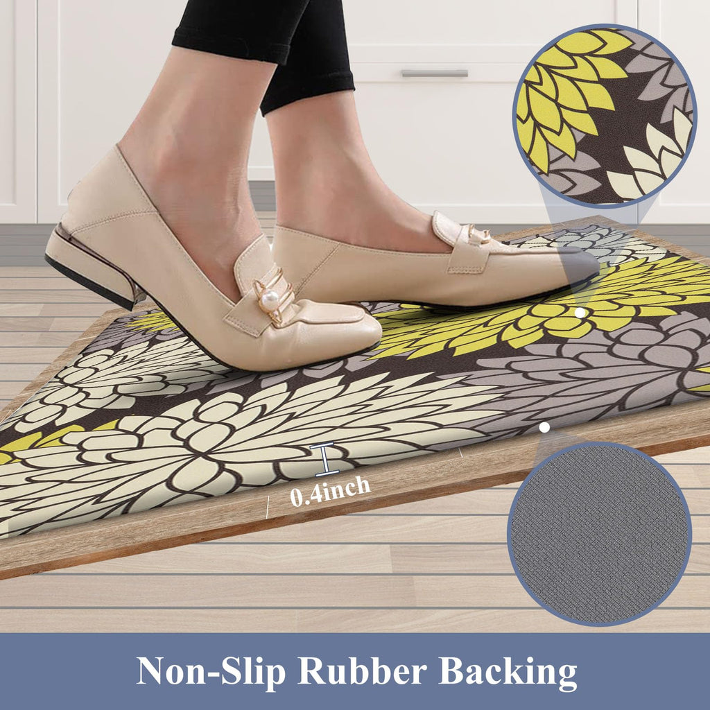 HEBE Anti Fatigue Kitchen Rugs Sets of 2, Non Slip Kitchen Mats for Floor, Waterproof Cushioned Comfort Standing Carpet for Kitchen Sink, Home Office, Laundry Room
