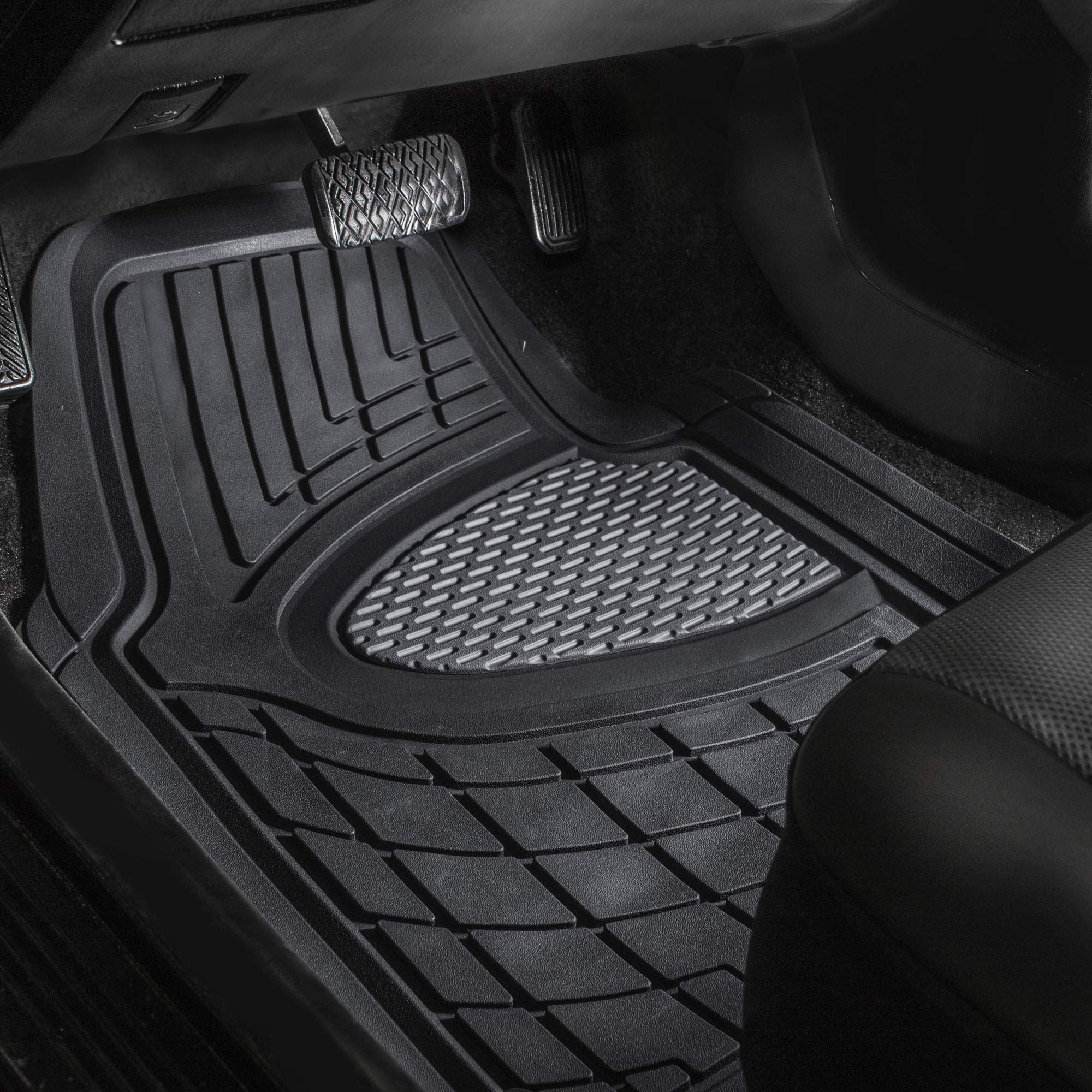 FH Group Automotive Floor Mats - Heavy-Duty Rubber Floor Mats for Cars, Universal Fit Full Set, Climaproof Floor Mats, Trimmable Floor Mats for Most Sedan, SUV, Truck Floor Mats Beige
