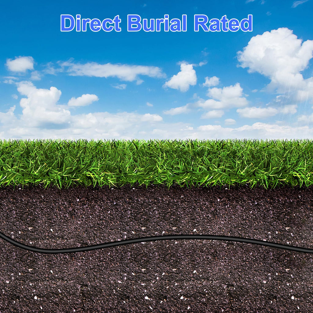 20FT Cat6 Outdoor Ethernet Cable, In-Ground, Heavy Duty Direct Burial, 24AWG CCA Patch Cord, PoE, UTP, Waterproof, LLDPE UV Resistant, Network, Internet, LAN, Cat 6 Cable 20 Feet with 25 Cable Ties