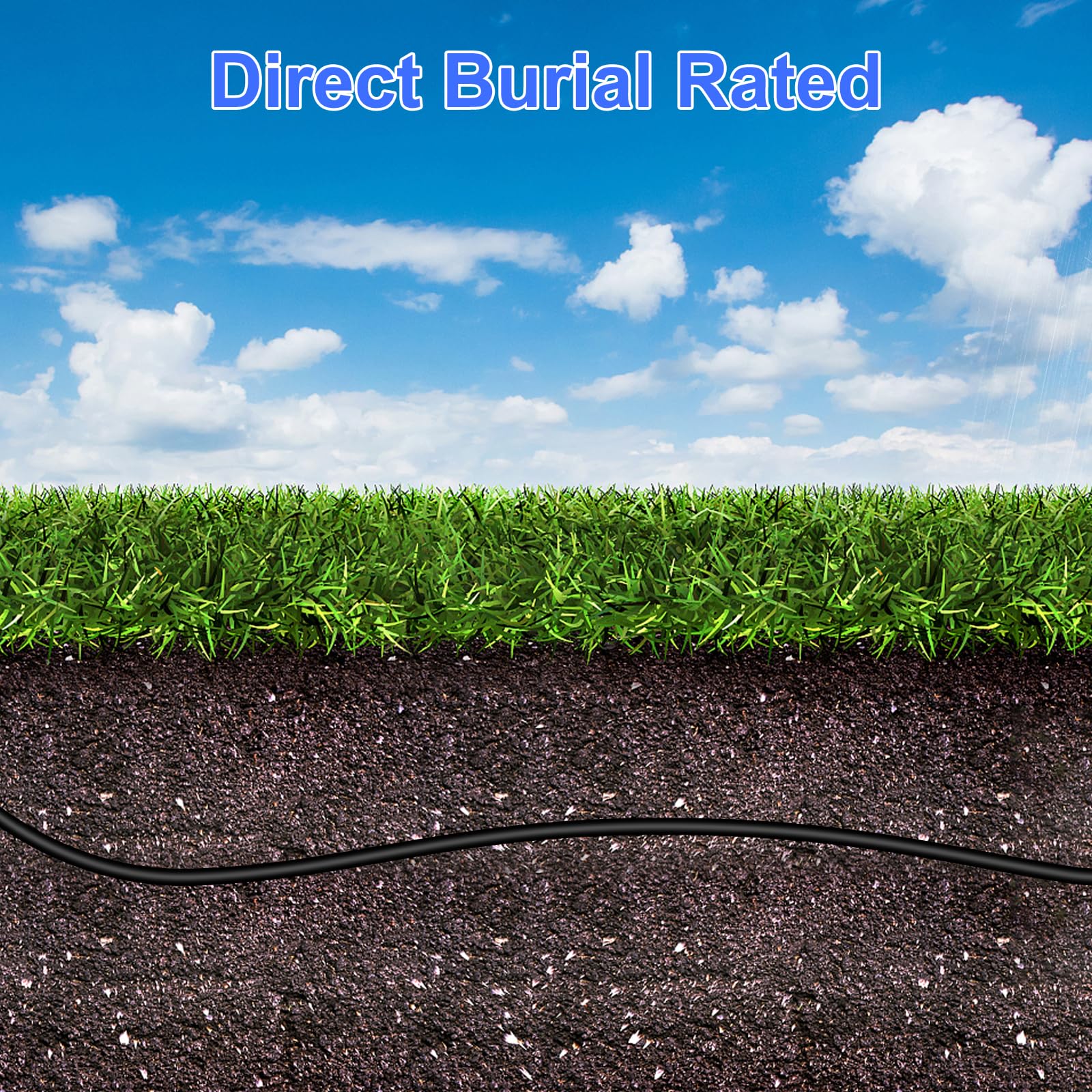 20FT Cat6 Outdoor Ethernet Cable, In-Ground, Heavy Duty Direct Burial, 24AWG CCA Patch Cord, PoE, UTP, Waterproof, LLDPE UV Resistant, Network, Internet, LAN, Cat 6 Cable 20 Feet with 25 Cable Ties