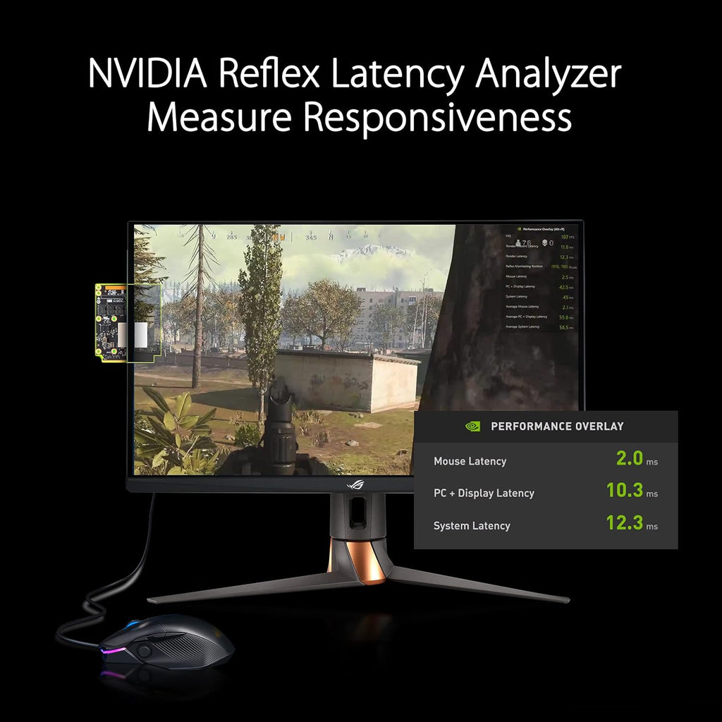 ASUS ROG Swift 27” 1440P Gaming Monitor (PG279QM) - WQHD, Fast IPS, 240Hz, 1ms, G-SYNC, NVIDIA Reflex Latency Analyzer, DisplayHDR400, Eye Care, HDMI, DisplayPort, USB, Height Adjustable,BLACK