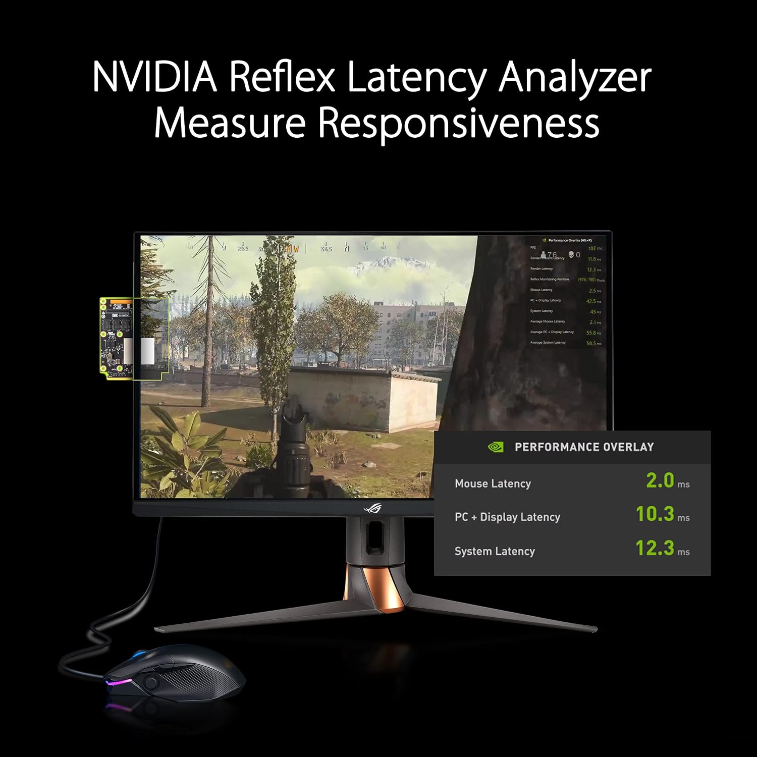 ASUS ROG Swift 27” 1440P Gaming Monitor (PG279QM) - WQHD, Fast IPS, 240Hz, 1ms, G-SYNC, NVIDIA Reflex Latency Analyzer, DisplayHDR400, Eye Care, HDMI, DisplayPort, USB, Height Adjustable,BLACK