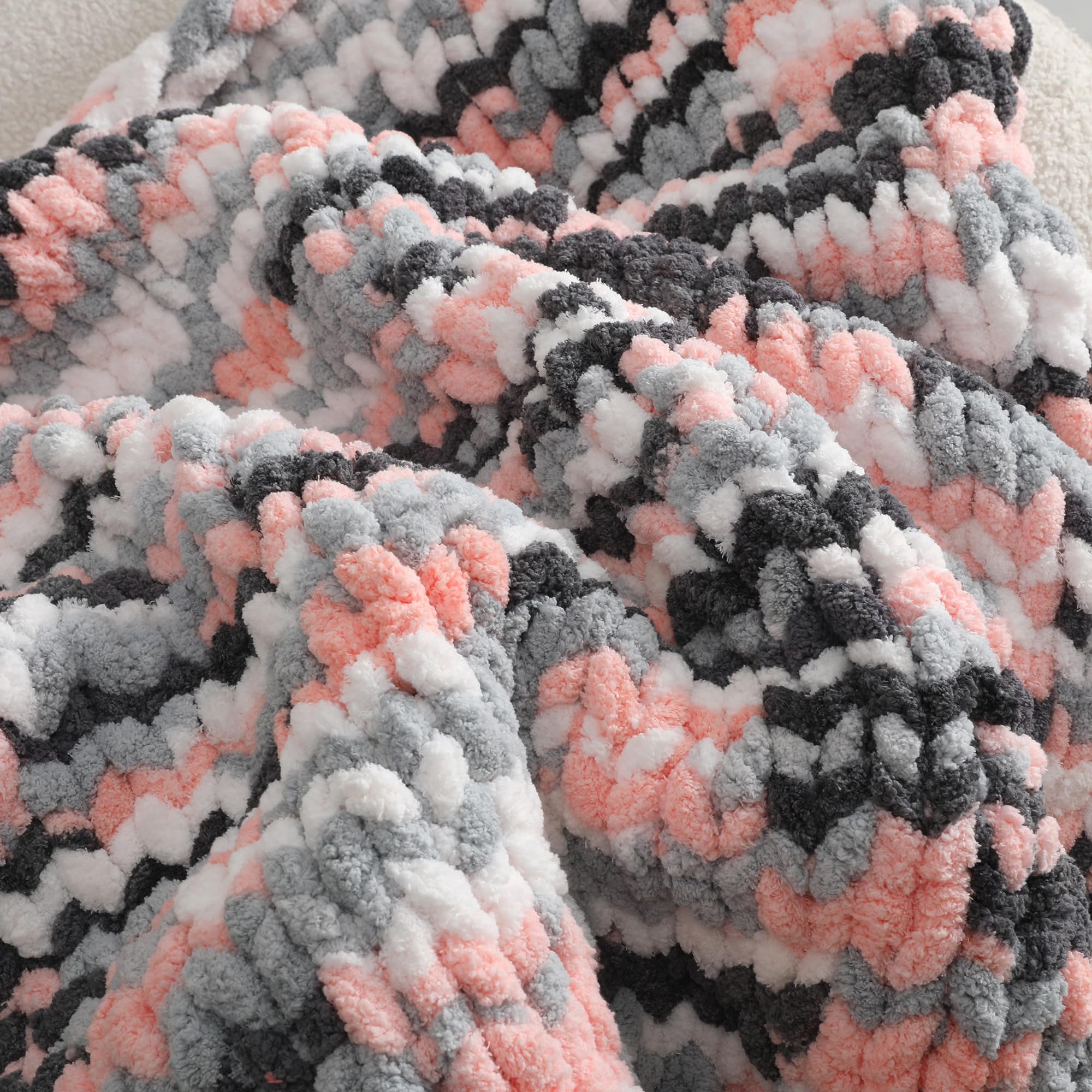 Chunky Chenille Yarn for Hand Knitting 8 Jumbo Pack Jumbo Chunky Yarn for Hand Soft Blanket Knitting, Bulky Thick Fluffy Yarn for Crocheting (Black)